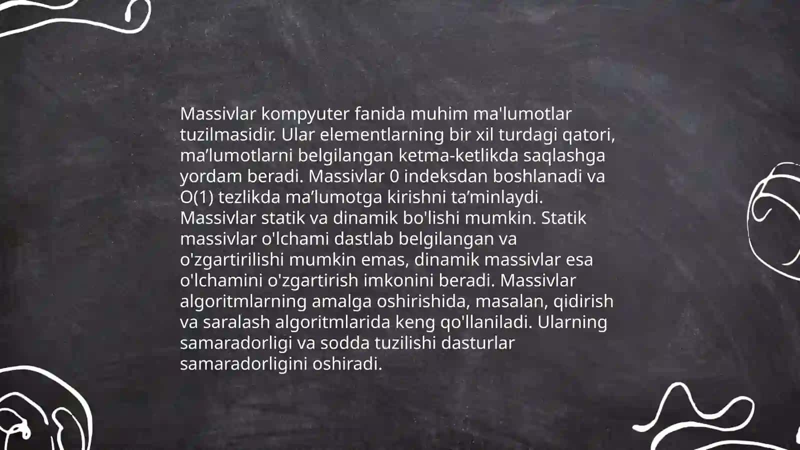 Chiziqli maʼlumotlar tuzulmalarini qayta ishlash algoritmlari va dasturlarini tuzish 4
