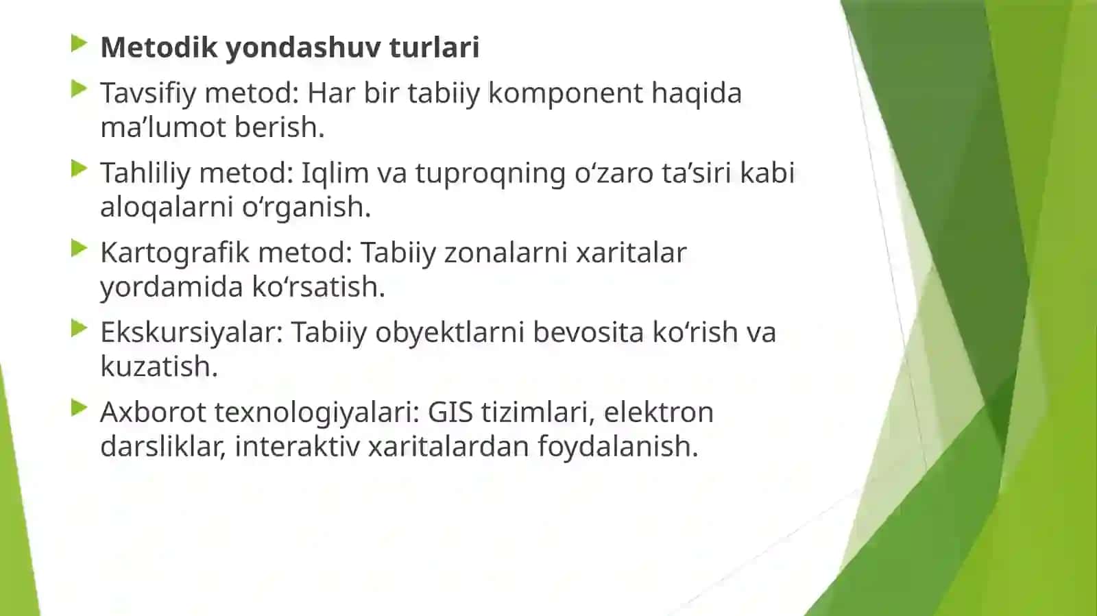 O‘zbekiston tabiiy sharoitini o‘rganish metodikasi 4