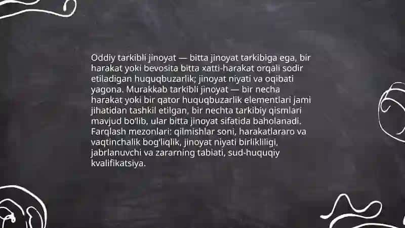 Oddiy tarkibli jinoyatlar tushunchasi, turlari 4