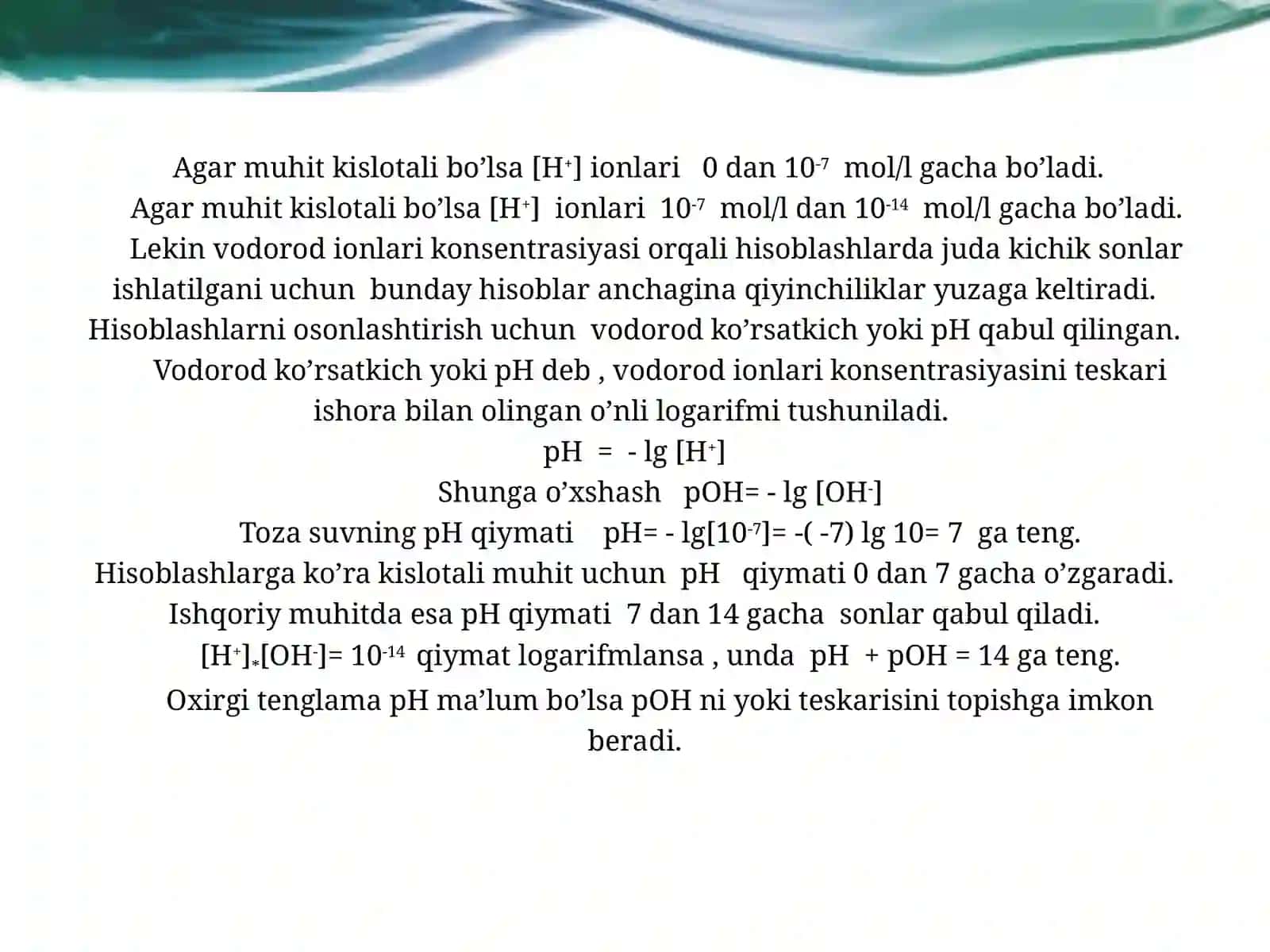 Suvning ion ko'paytmasi 4