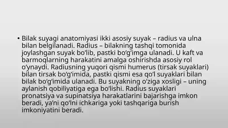 Kattalar va bolalarda bilak tirsak suyagini shikastlanishi Bilak suyagini chiqishlari Kaft barmoqlarini shikastlanishlari Periulnar chiqishlar 4