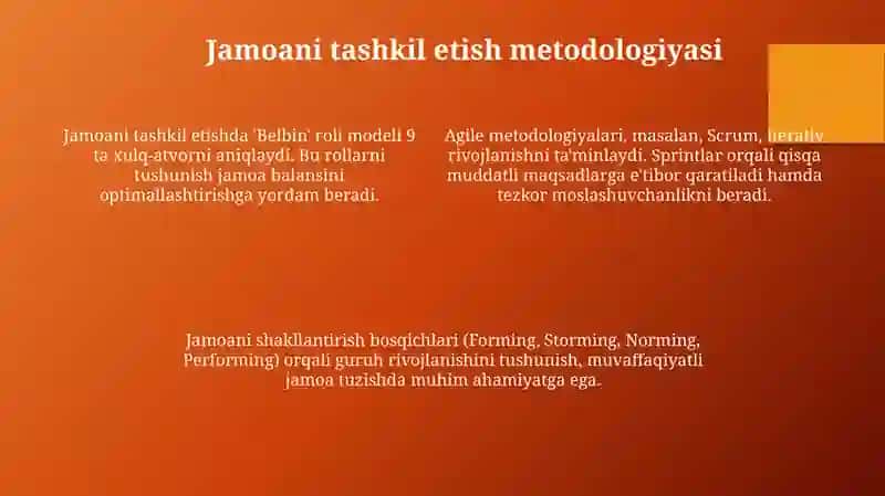 Jamoani tashkil etish metodikasi 4