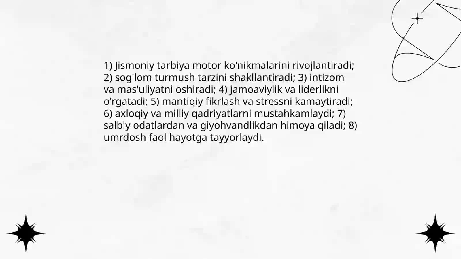 Sog'lom turmush tarzi va sport, sog'lom turmush tarzi. Marsov shohjahon 4