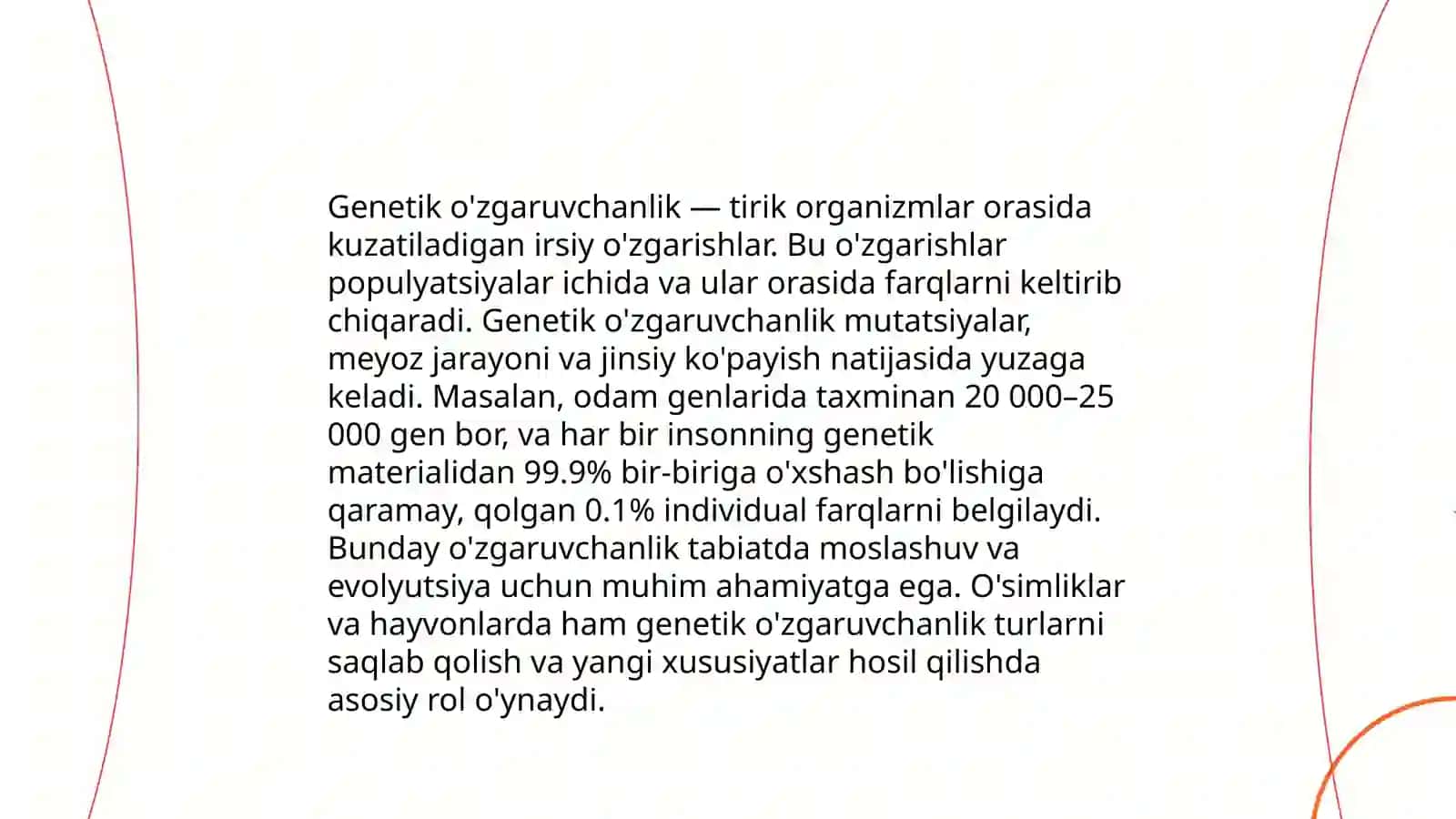 O'zgaruvchanlik va uning shakllari. Tiriklikning molekulyar asoslari 4