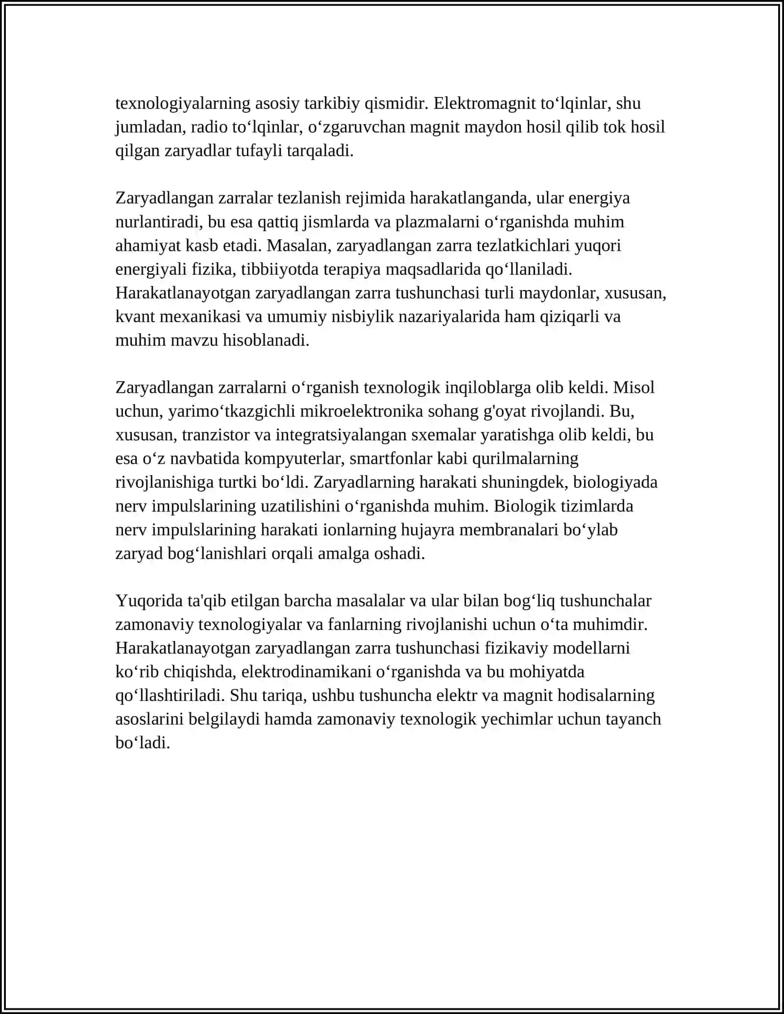 HARAKATLANAYOTGAN ZARYADLANGAN ZARRALARNING ELEKTR VA MAGNIT MAYDONLARIDA OG‘ISHI 4
