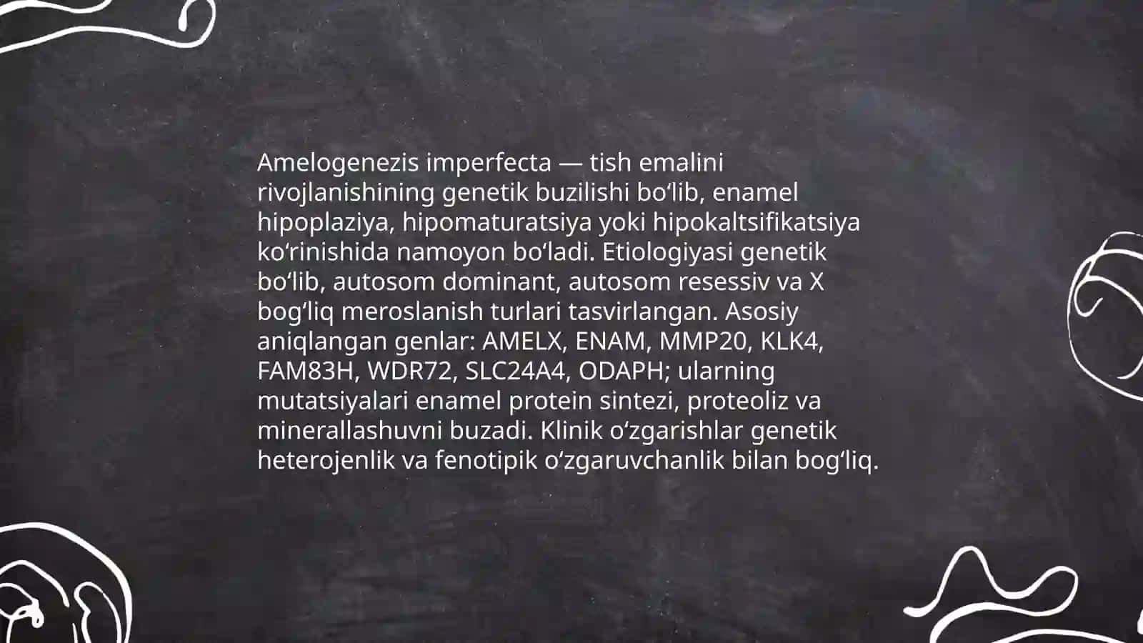 Tish qattiq to'qimalarining nasliy kasalliklari 4