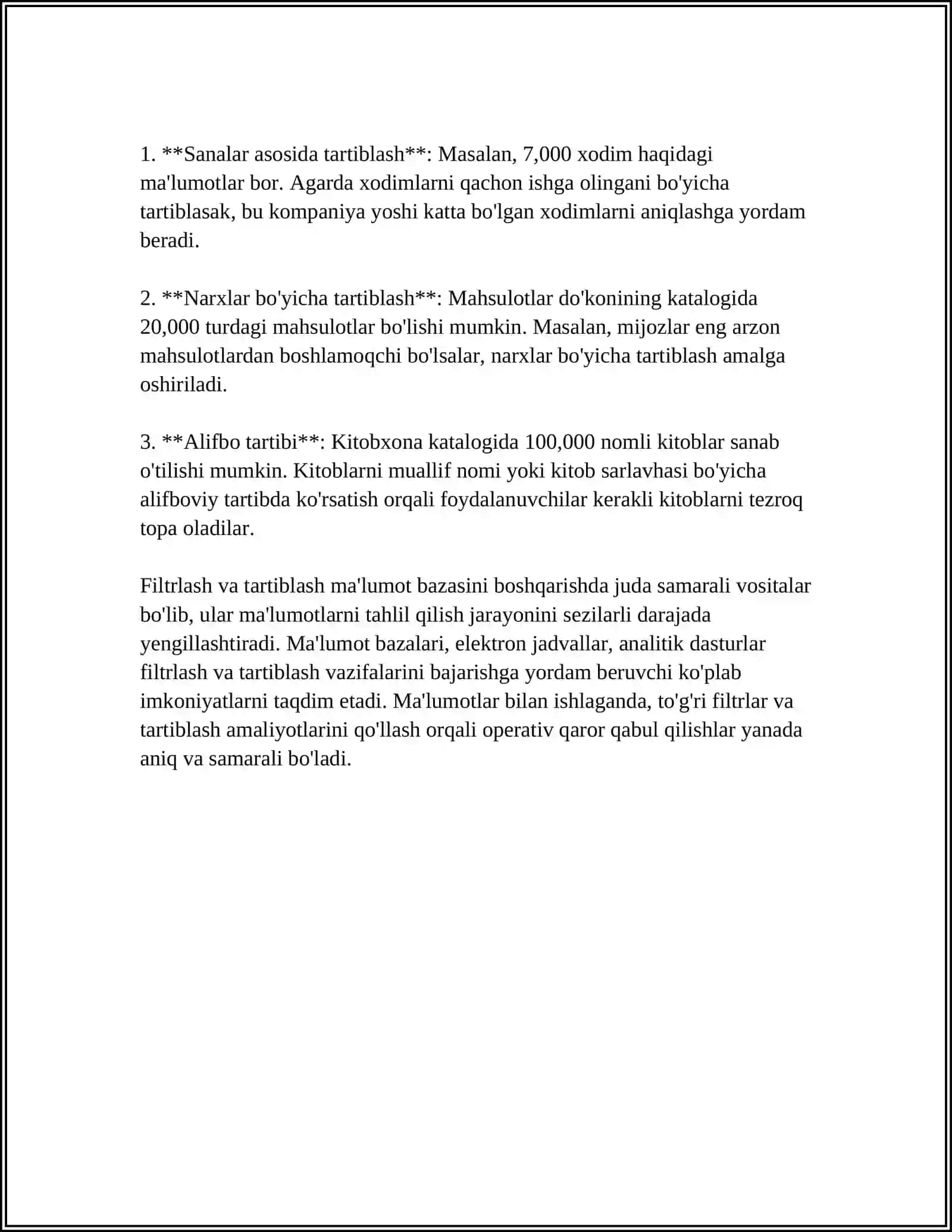 EXCEL DASTURIDA TURLI HISOBOTLAR TAYYORLASH 4