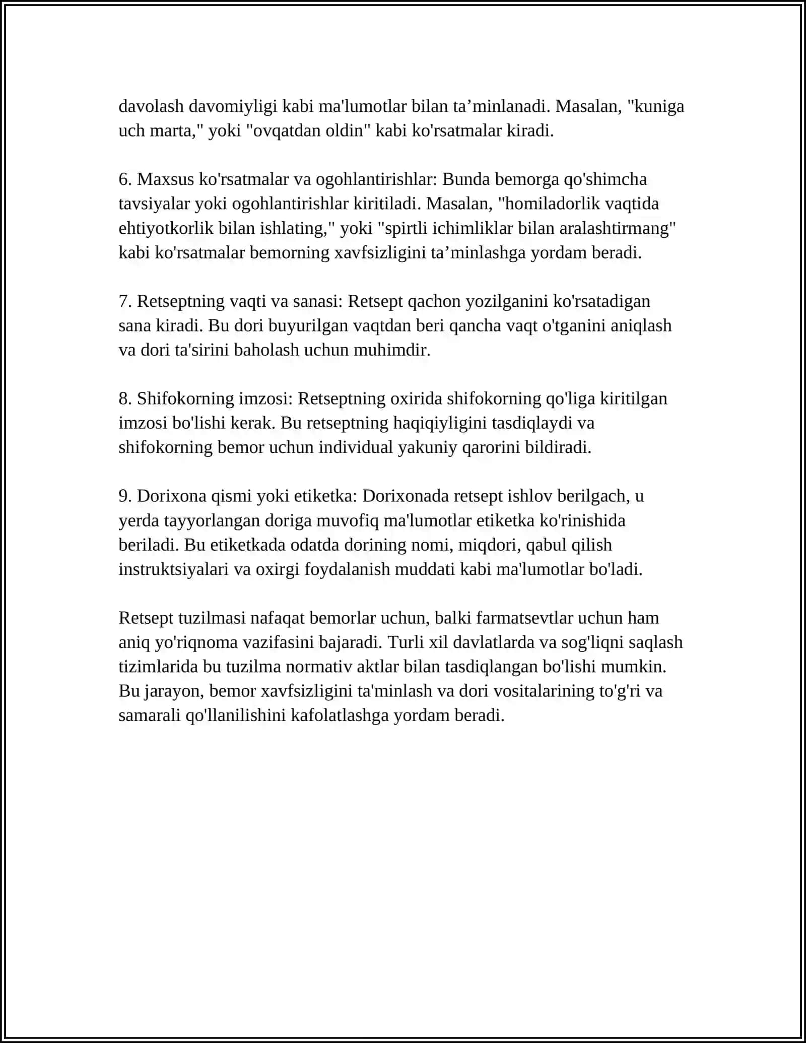 Retsept va uning tuzilishi 4