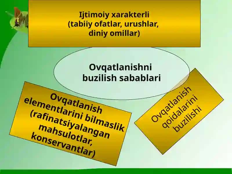 Ratsional ovqatlanishga boʻlgan gigiyenik talablar va organizmni oziq moddalarga boʻlgan ehtiyoj 4