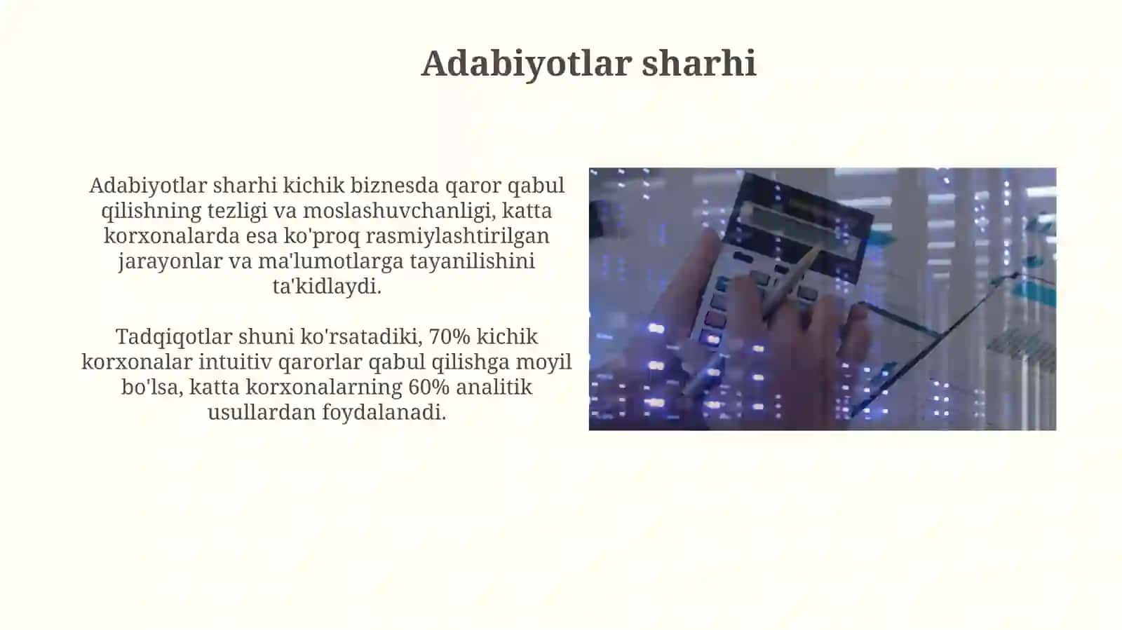 Kichik va yirik korxonalarda qaror qabul qilish jarayonlarini taqqoslovchi tadqiqot 4