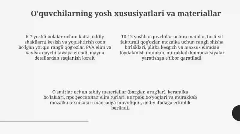 Applikatsiya va mozaika bilan ishlash darslarini tashkil etish metodikasi 4