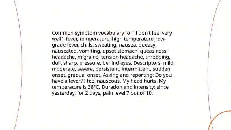 Common Symptoms Vocabulary 4