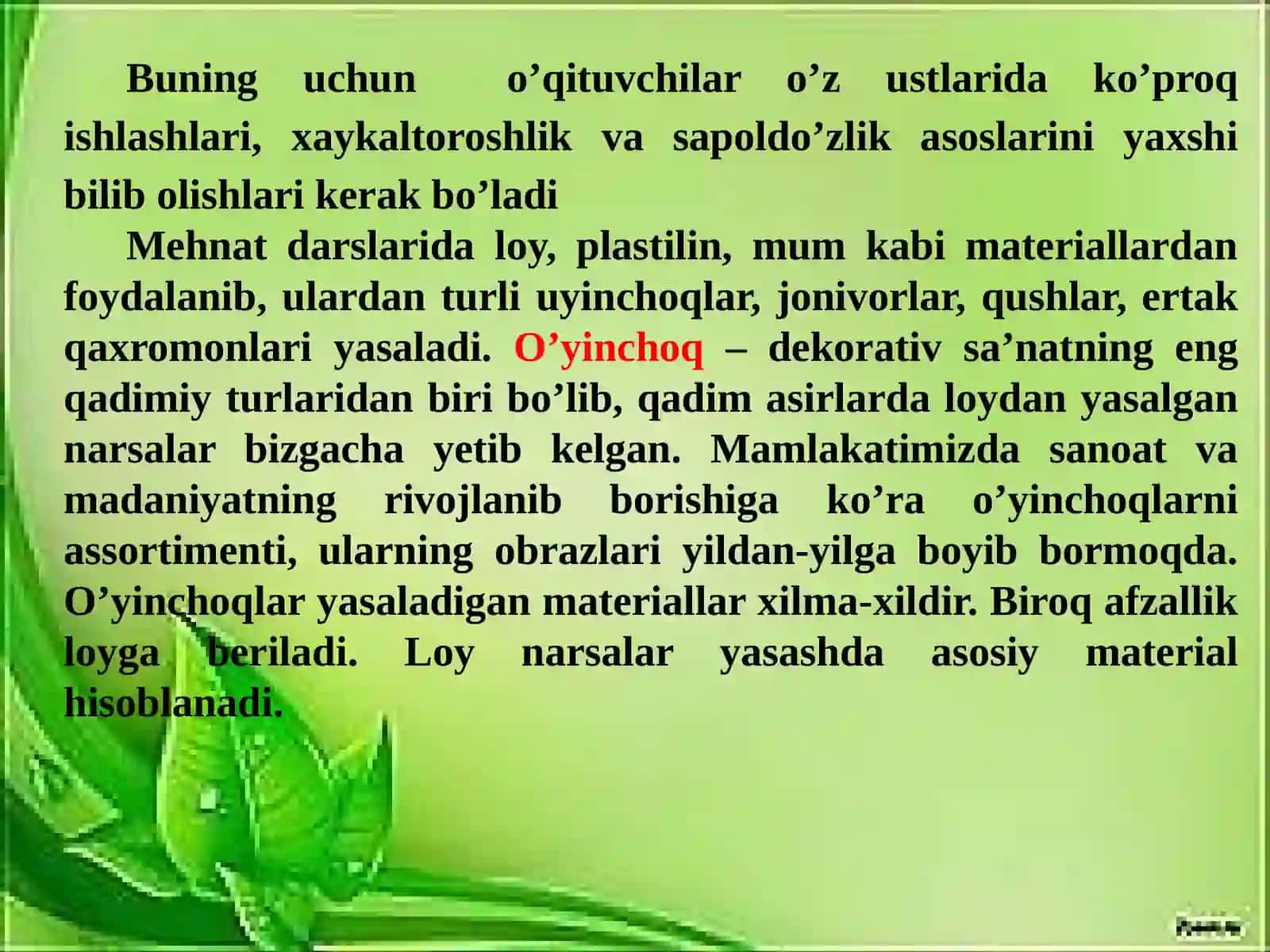 Plastilindan amaliy darslarni tashkil etish metodikasi 4