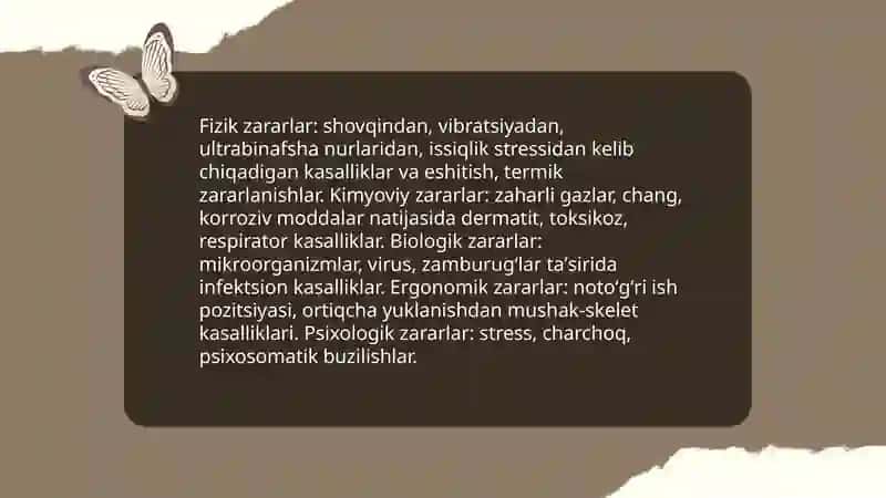 Ishlab chiqarishga oid zararlar va kasbiy kasalliklar haqida tushuncha 4