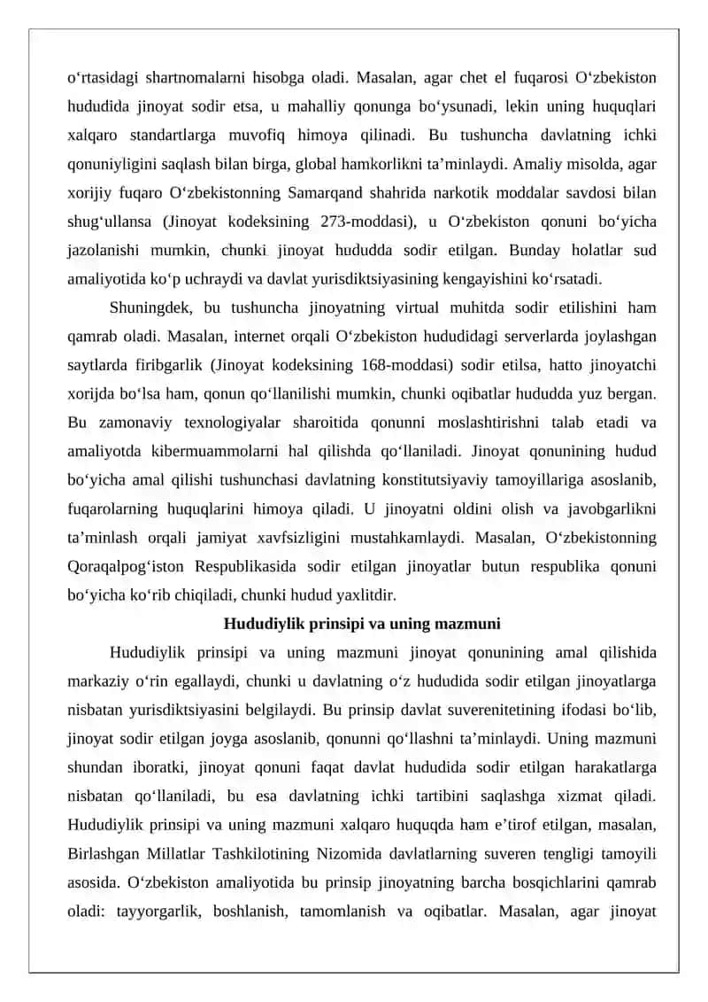 Jinoyat qonunining hudud bo‘yicha amal qilishi 4