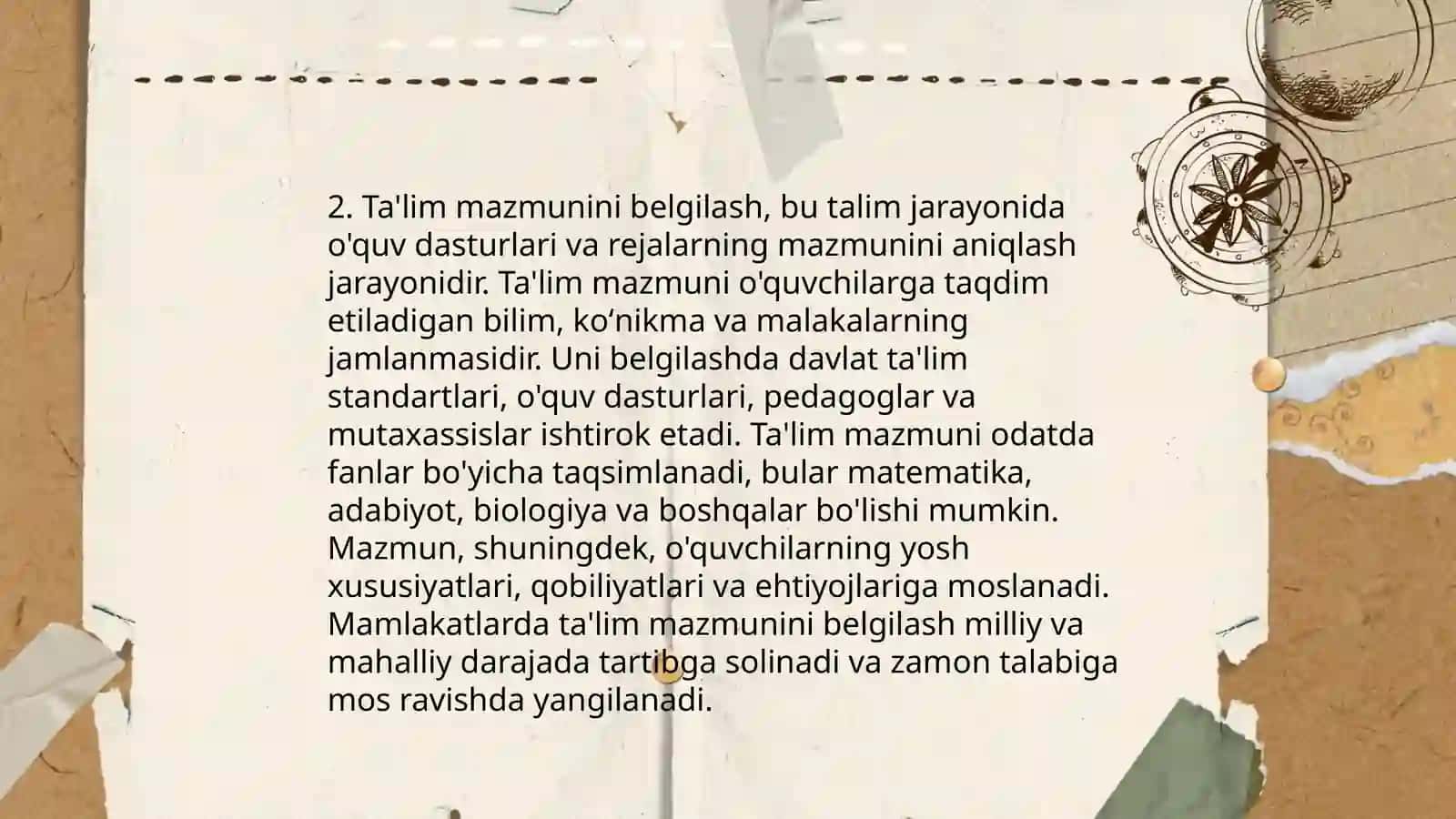 Ta'lim qonuniyatlari.Ta'lim mazmuni.Ta'lim metodlari va vositalari 4