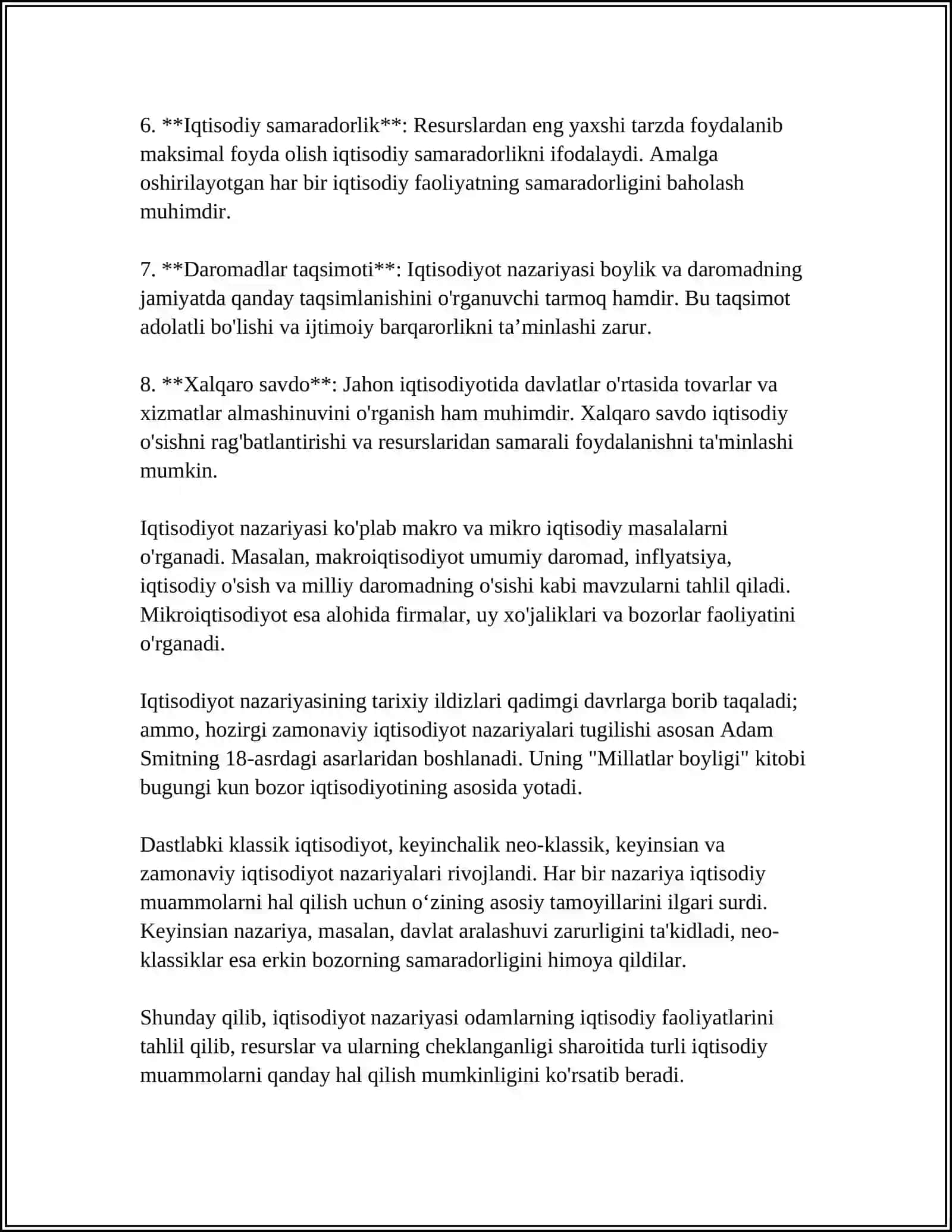 IQTISODIYOT NAZARIYASI BARCHA IQTISOD FANLARNING NAZARIY-USLUBIY POYDEVORI VA DAVLAT IQTSODIY SIYOSATINING ILMIY ASOSI 4