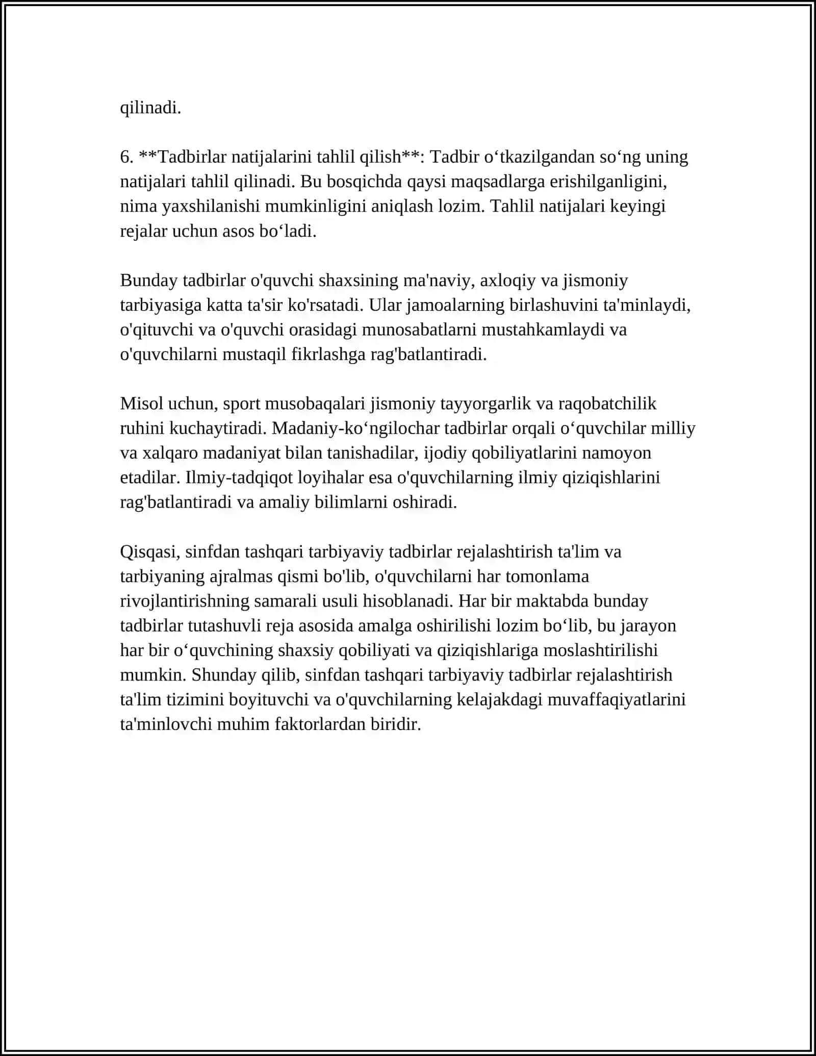 Sinfdan va Maktabdan Tashqari Tarbiyaviy Ishlar 4