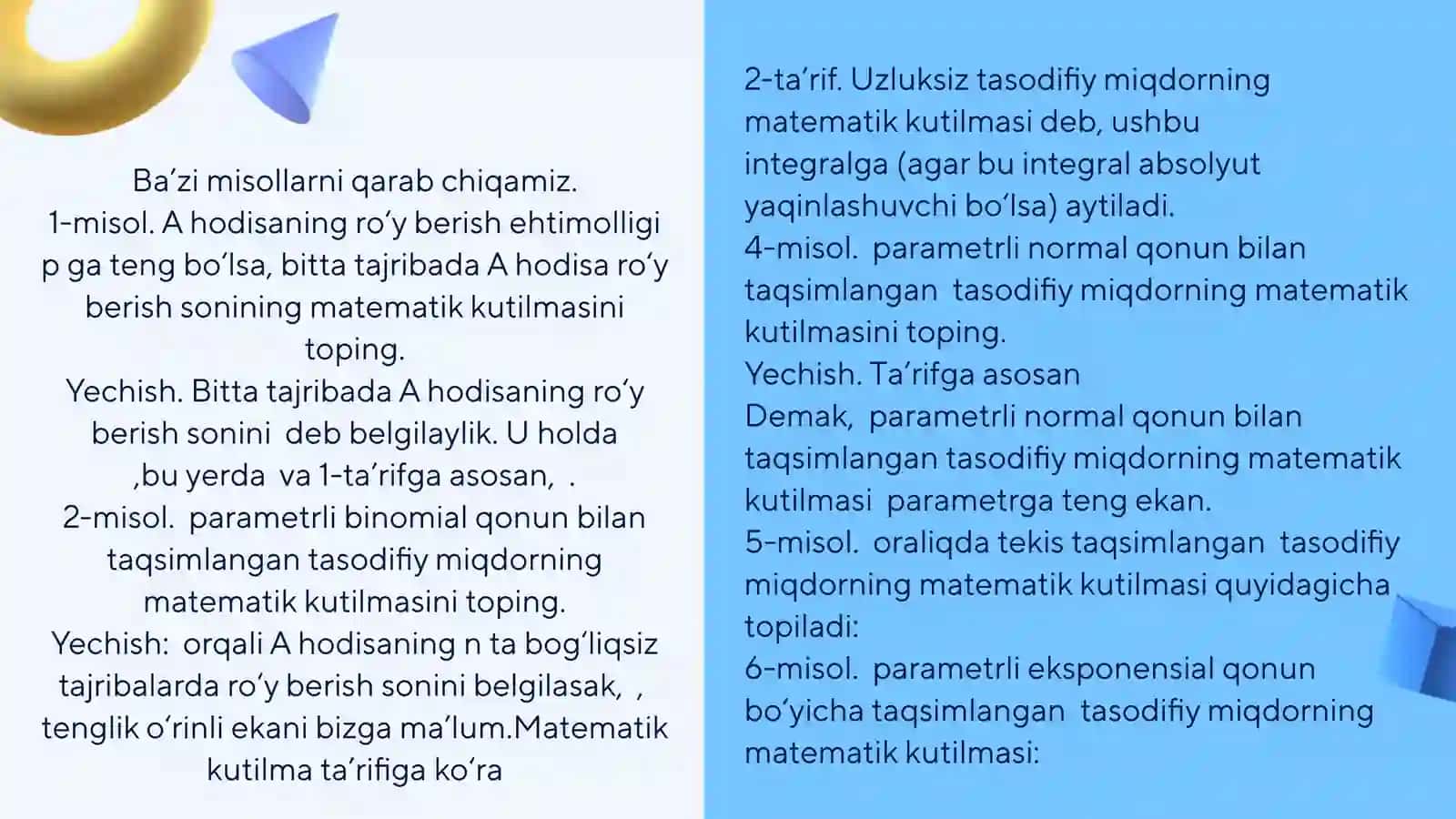 Shartli matematik kutilishi va uning xossalari 4