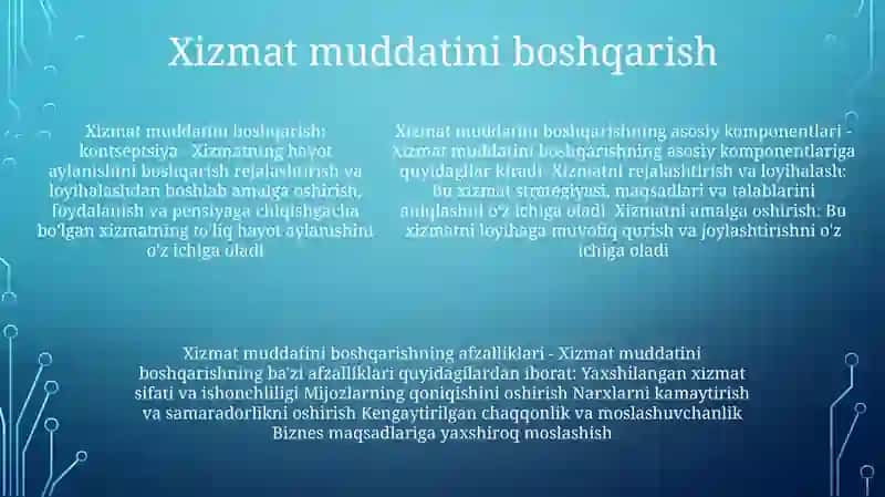Xizmat KoʻRsatishni Boshqarish 4