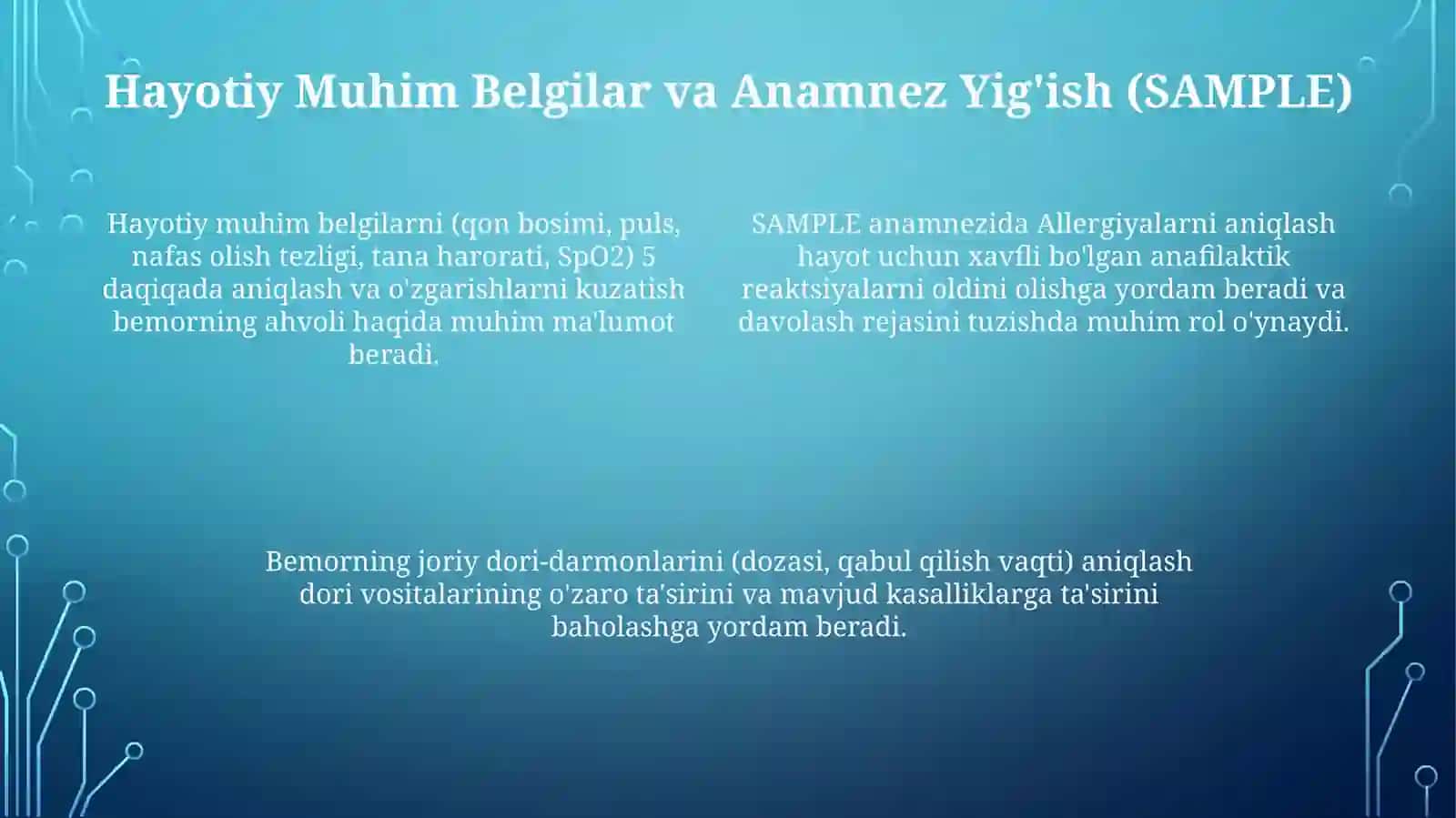 Shoshilinch holatlarda bemorning ahvolini baholash 4