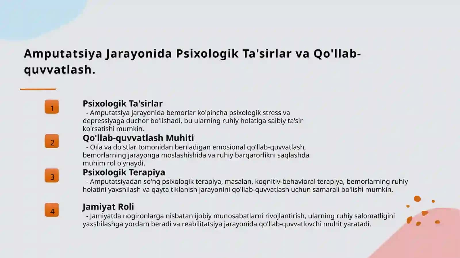 Amputatsiya, protezlash ishlari va nogironlar reabilitatsiyasi 4