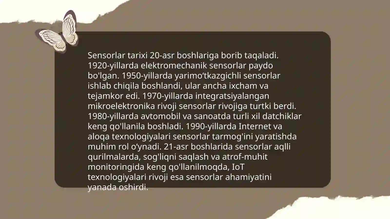 Sensor tushunchasi. Sensor tushunchasini maqsad va vazifalari 4