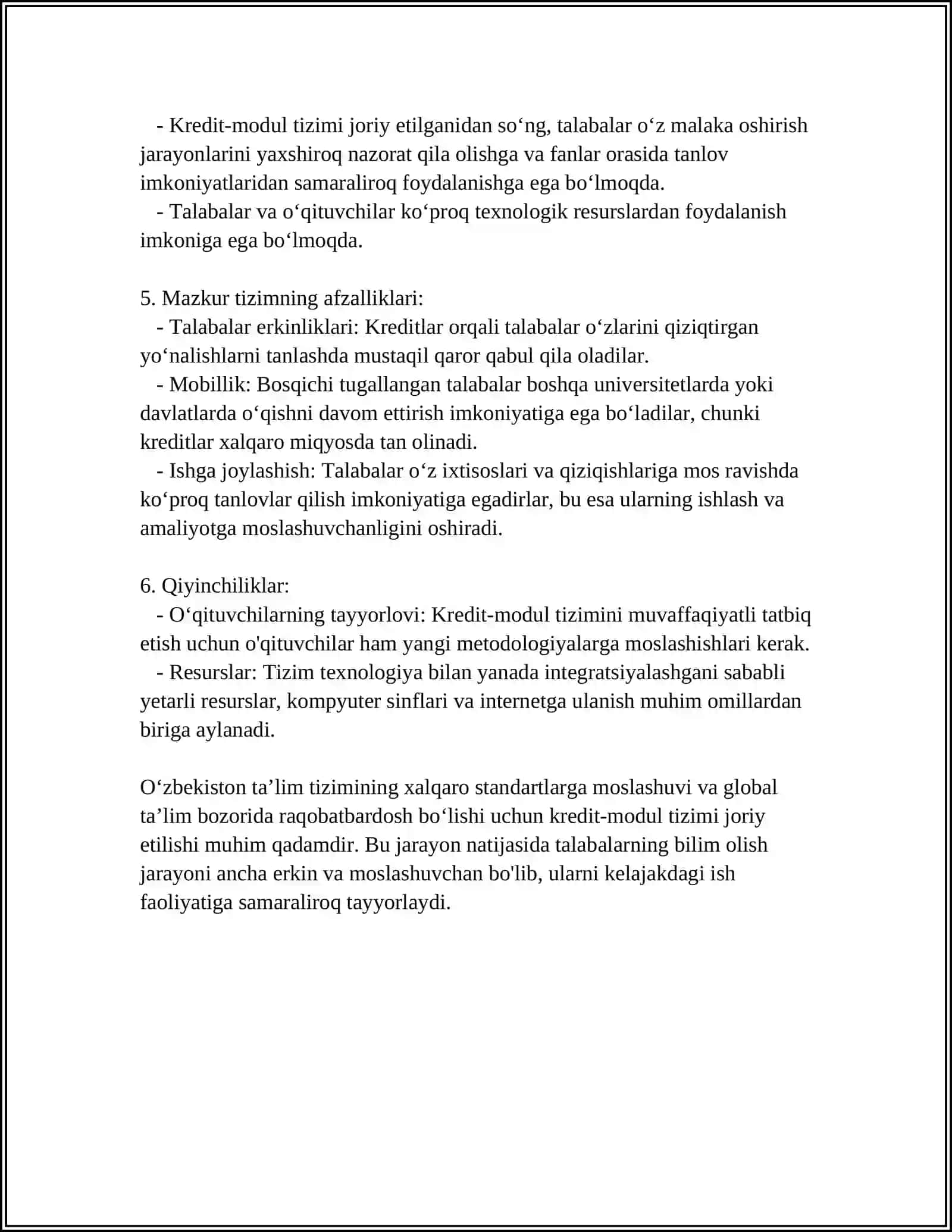 O'ZBEKISTON OLIY TAʼLIM TIZIMIDA KREDIT MODUL AHAMIYATI 4