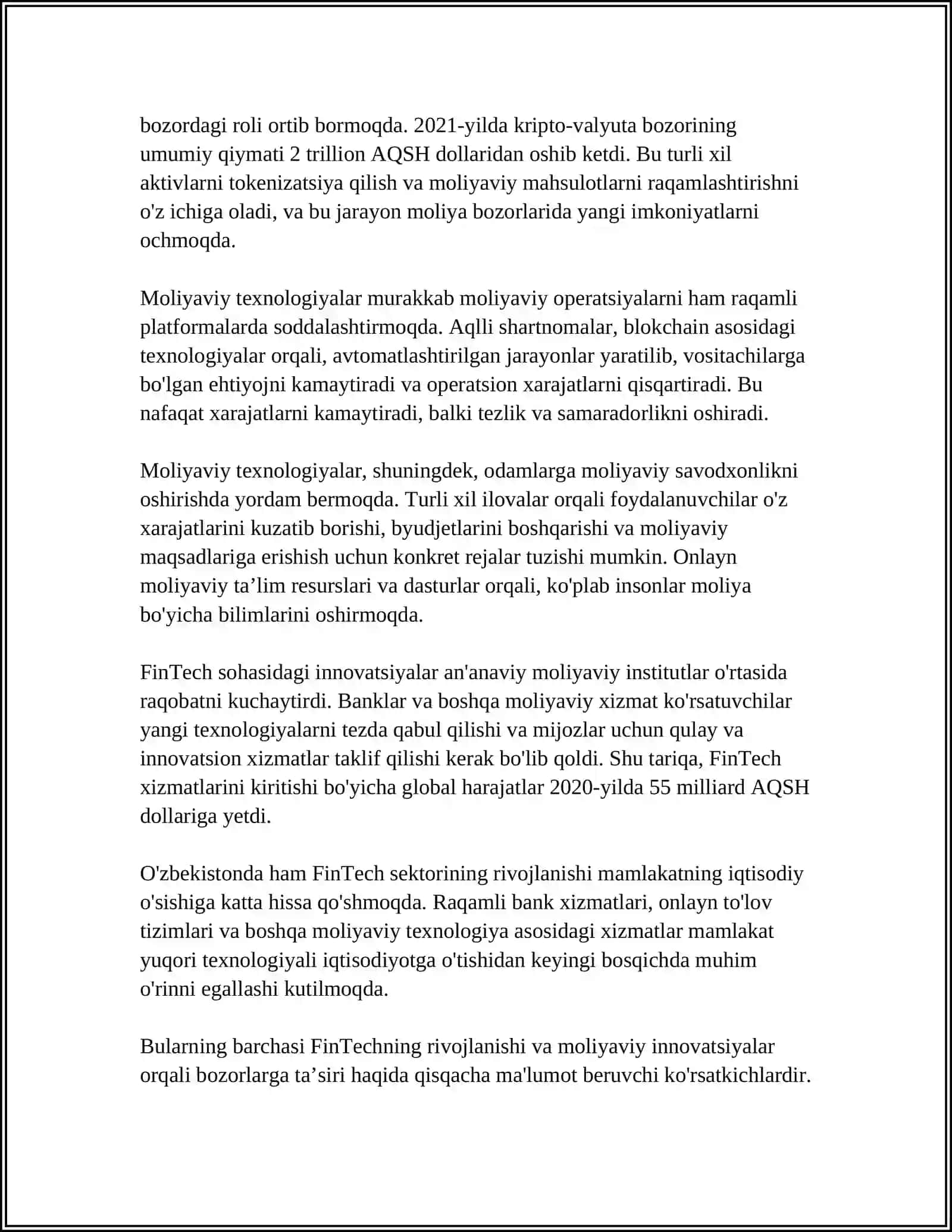 Moliyaviy innovatsiyalar va texnologiyalarning rivojlanishi 4
