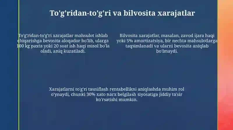 Mahsulot ishlab chiqarish va sotish xarajatlari 4