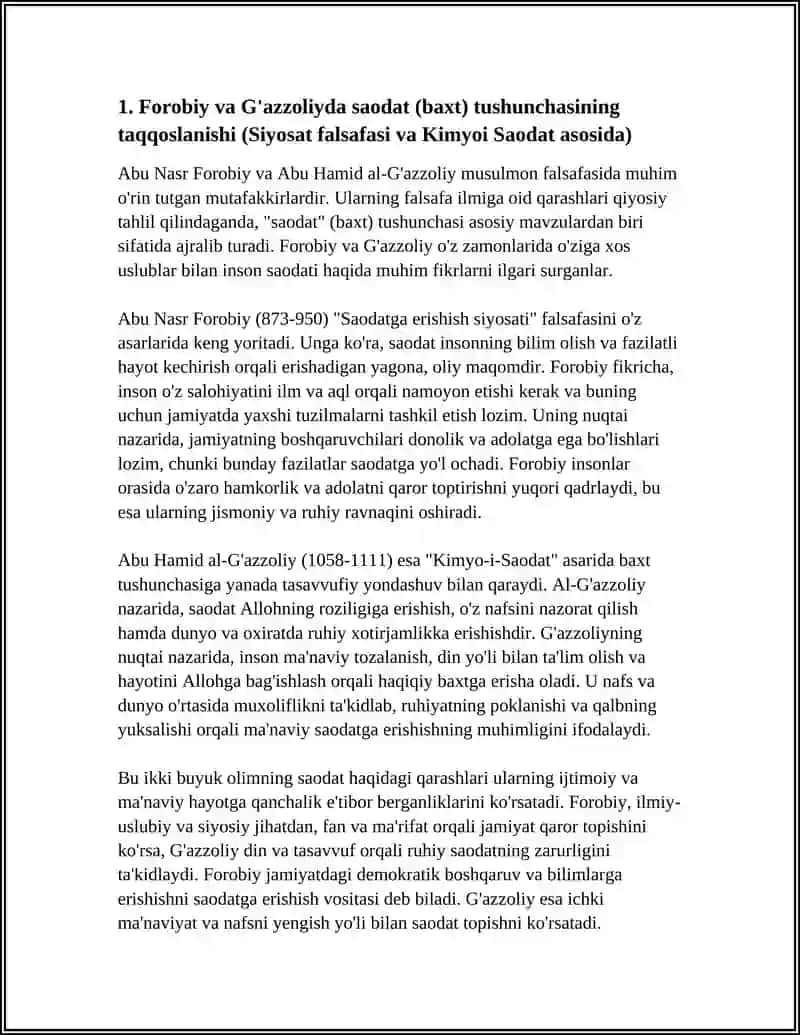 ABU NASR FOROBIY VA G'AZZOLIYNING FALSAFA ILMIGA OID QARASHLARINI QIYOSIY TAHLIL ETISH 4