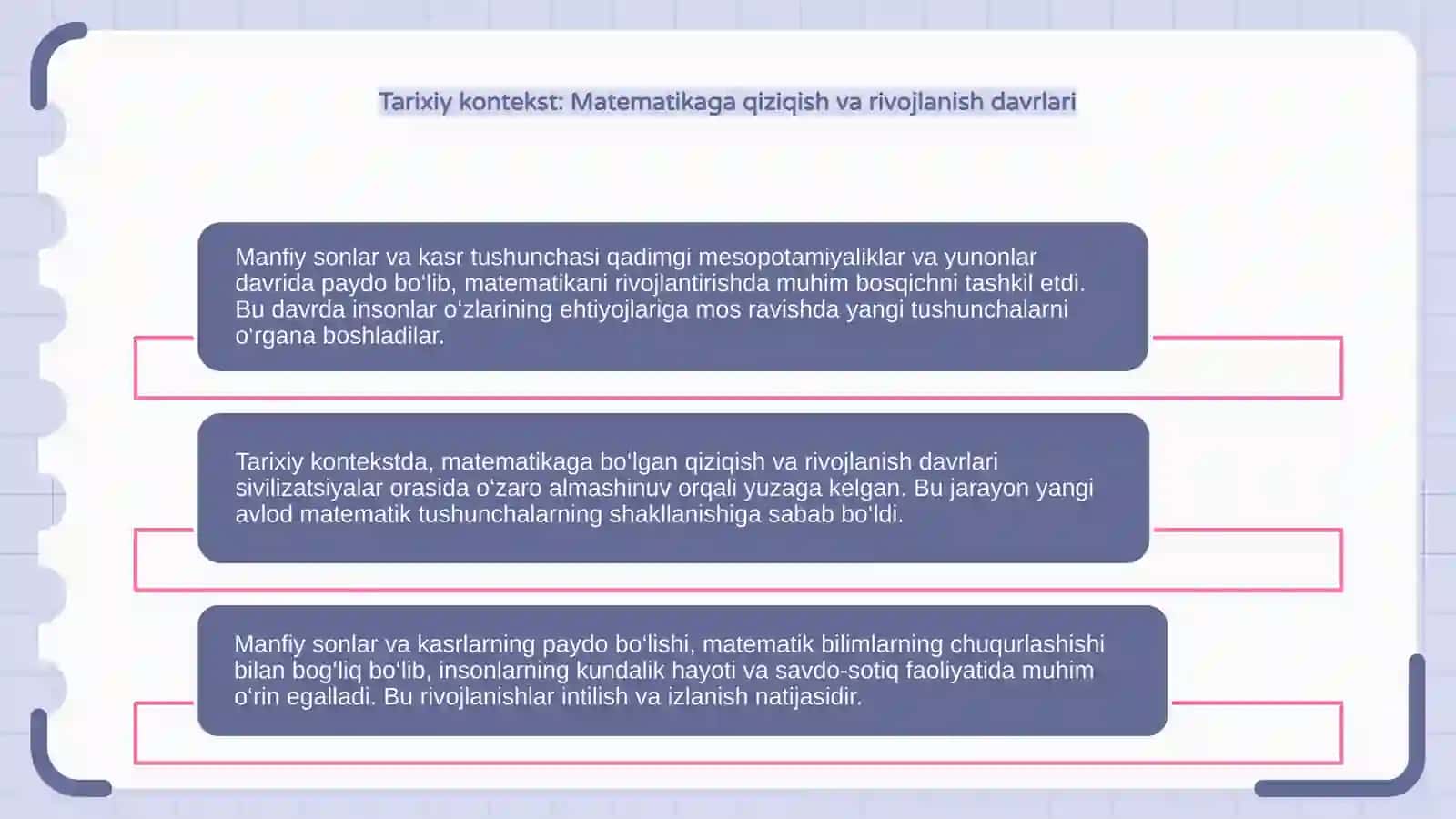 Manfiy son va kasr tushunchasining vujudga kelishi haqida tarixiy ma'lumot 4
