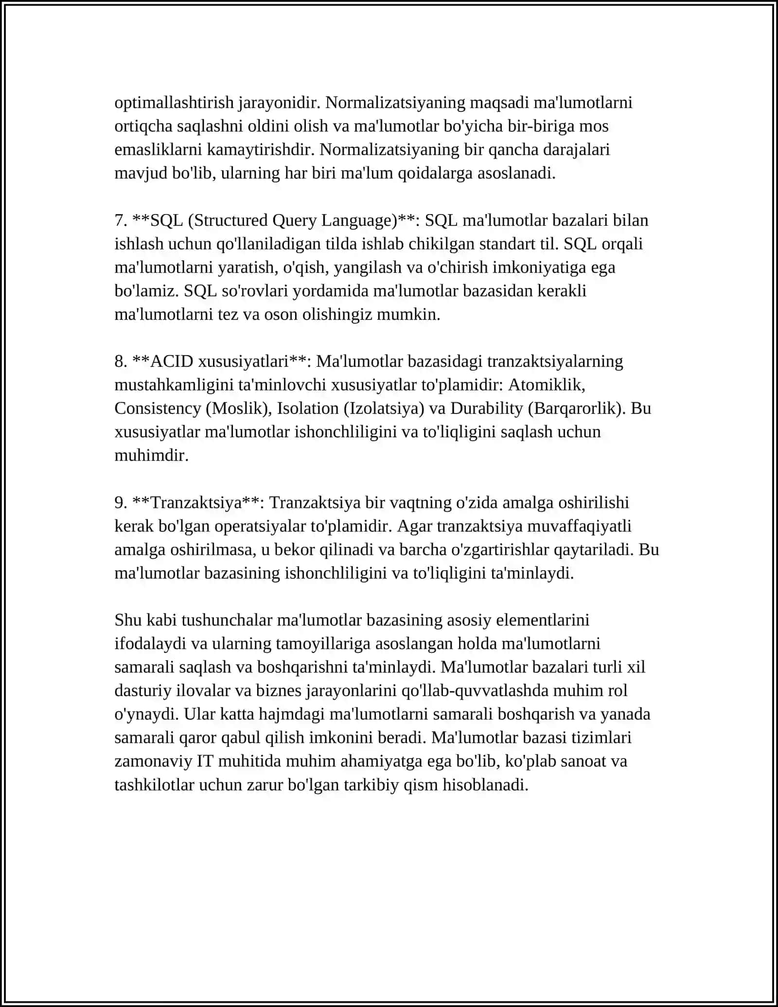 MA'LUMOTLAR BAZASINING ARXITEKTURASI NIMA? 4