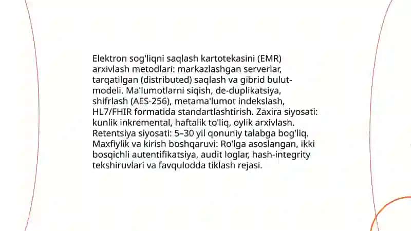 Tibbiyot axborotlarini arxivlash usuli 4