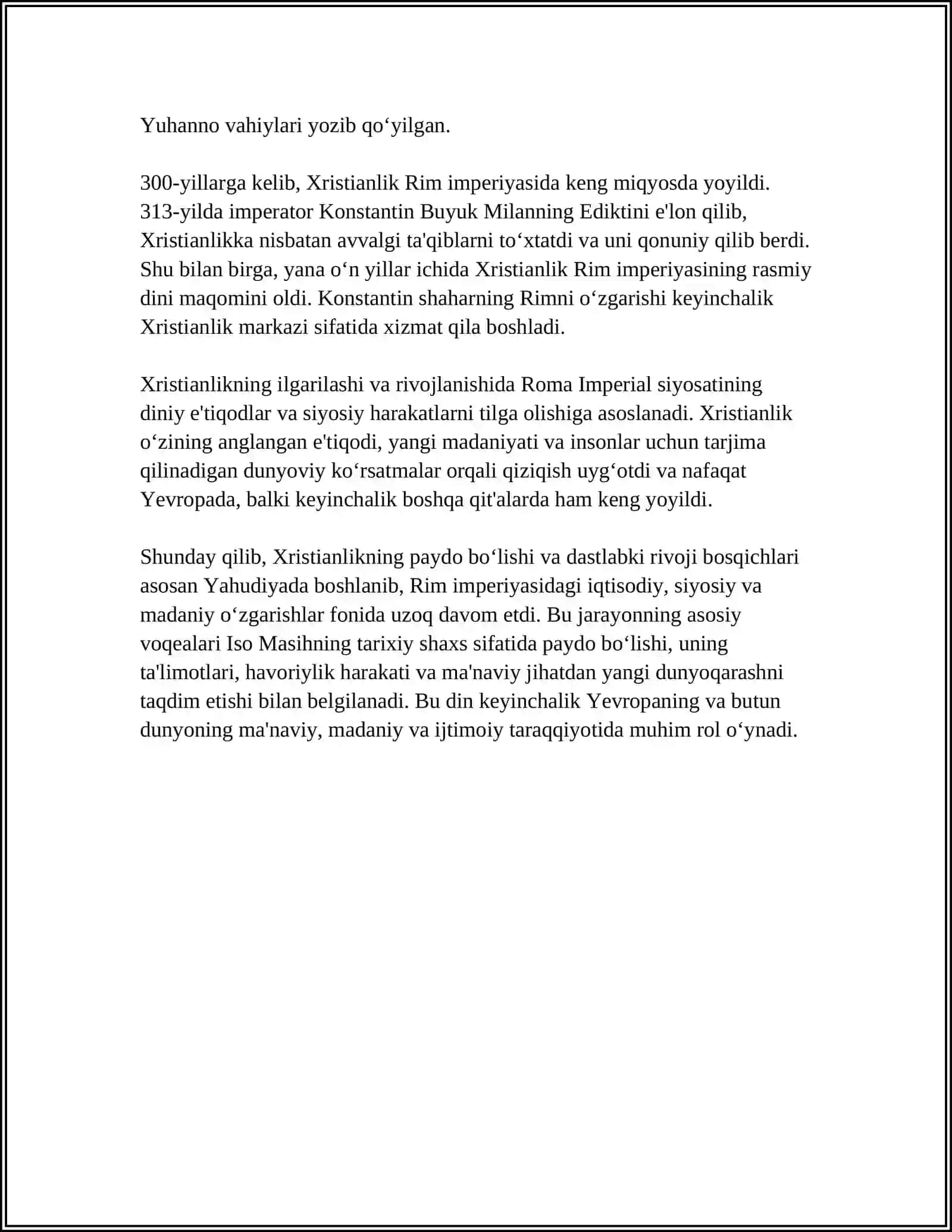 Xristianlikning paydo bo‘lishi, aqidalari, ta'limoti va manbalari 4