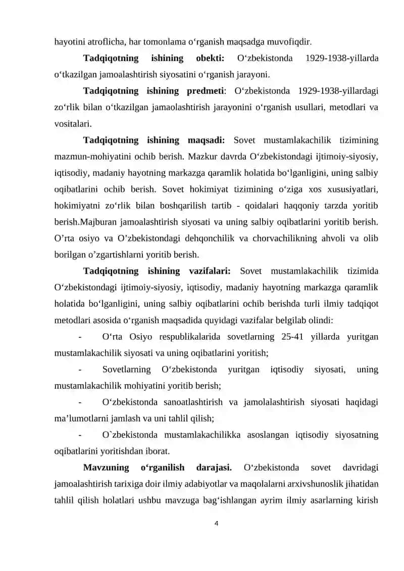 O‘ZBEKISTONDA ZO‘RLIK BILAN O‘TKAZILGAN JAMOALASHTIRISH VA UNING OQIBATLARI 4