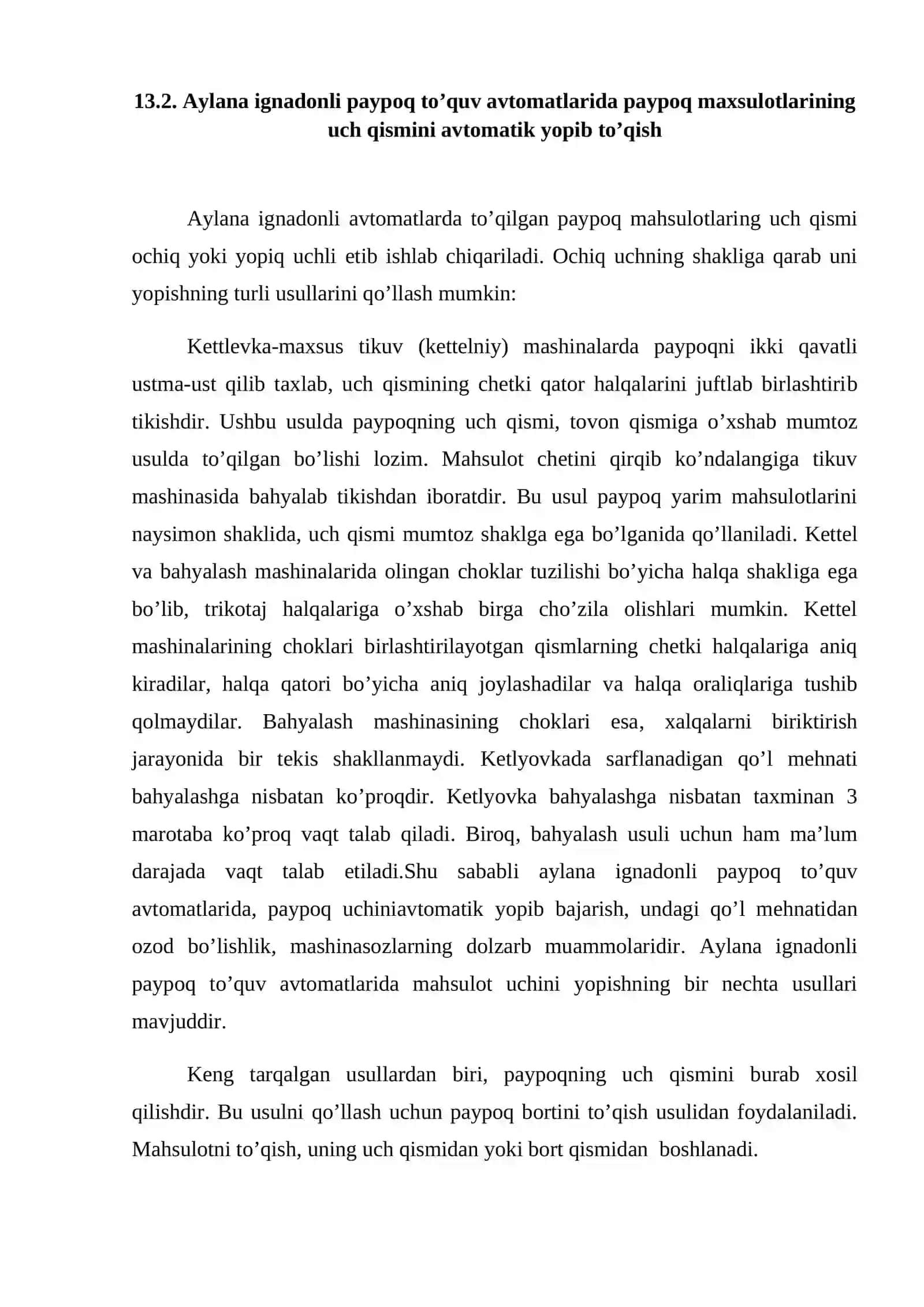 Paypoq mahsulotlarini uch qismini to’qish usullari 4