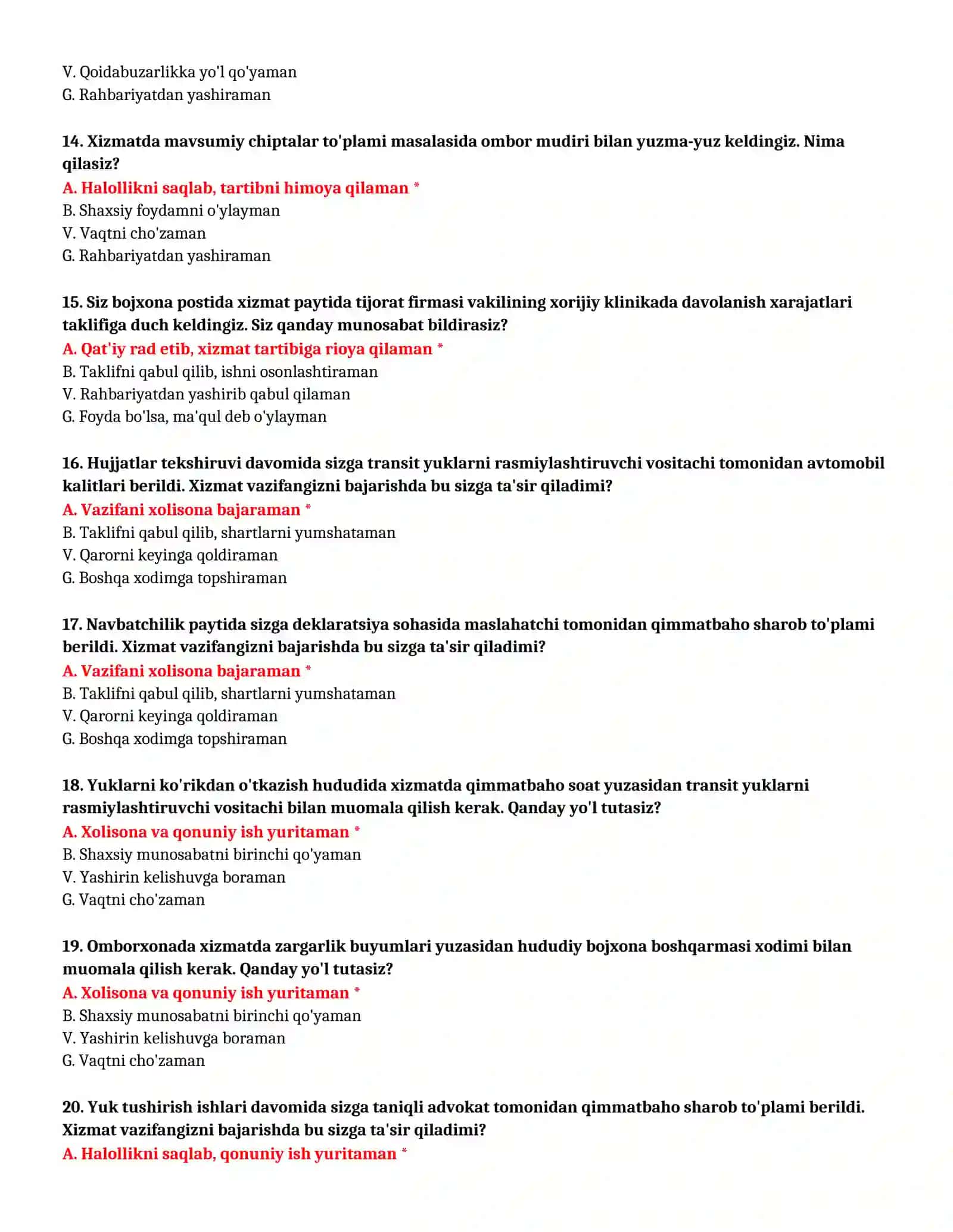 Bojxona statistikasi testlari 4