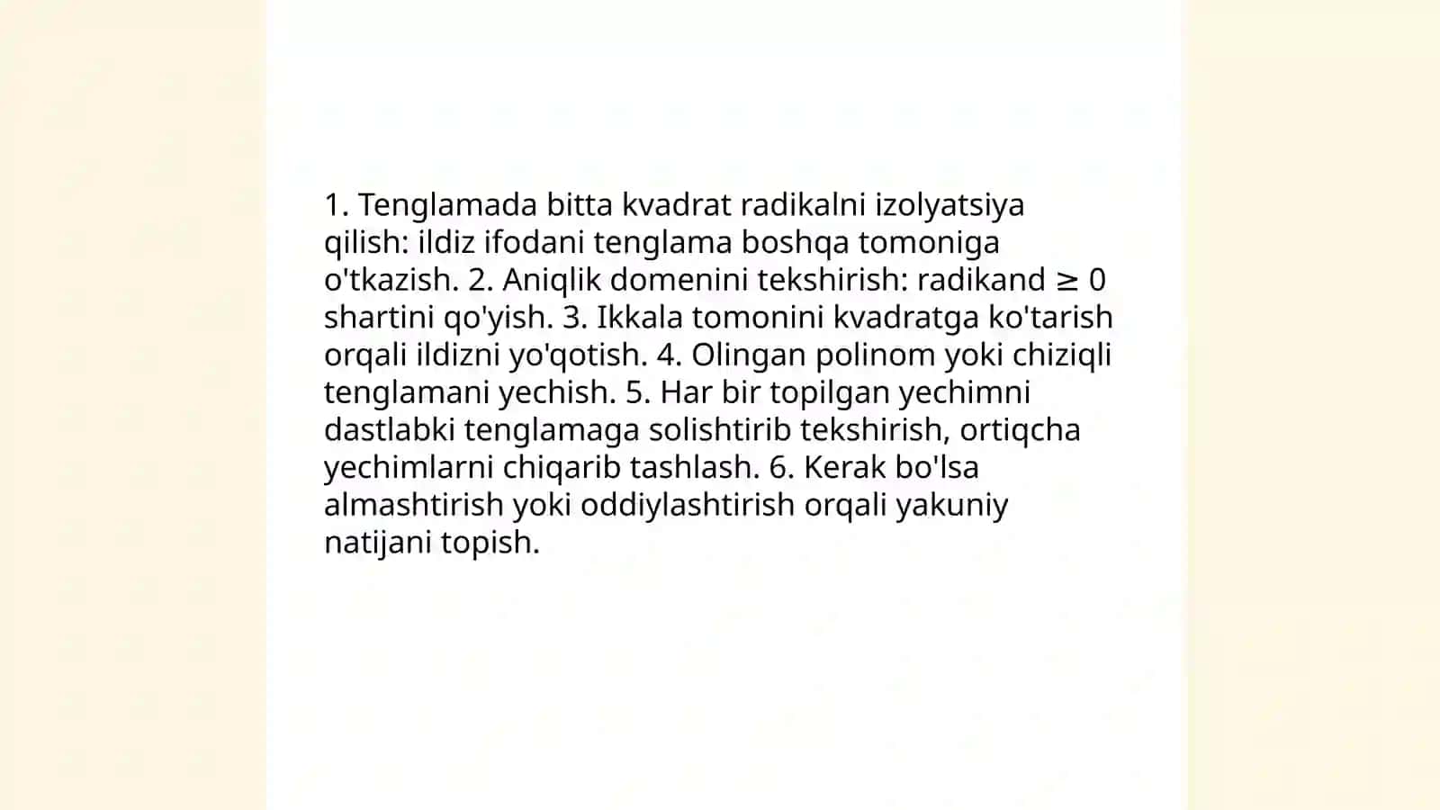 Tenglamalarni radikallada yechish 4