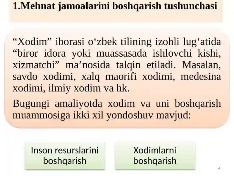 Mehnat jamoalarini rejalashtirish va boshqarish 4