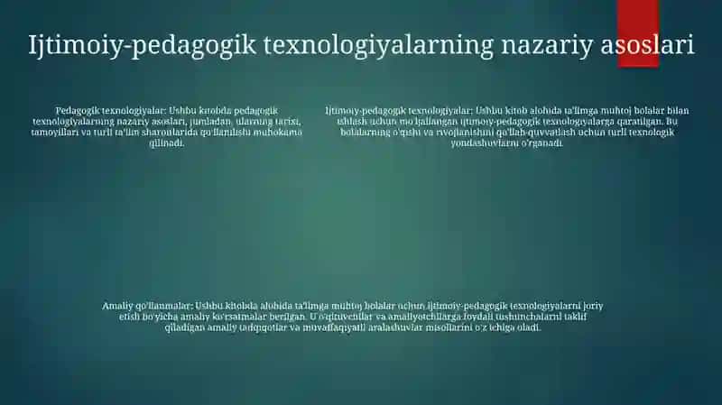 Tarbiyasi OgʻIr Bolalar Bilan Ishlashning Ijtimoiy-Pedagogik Texnologiyalari 4