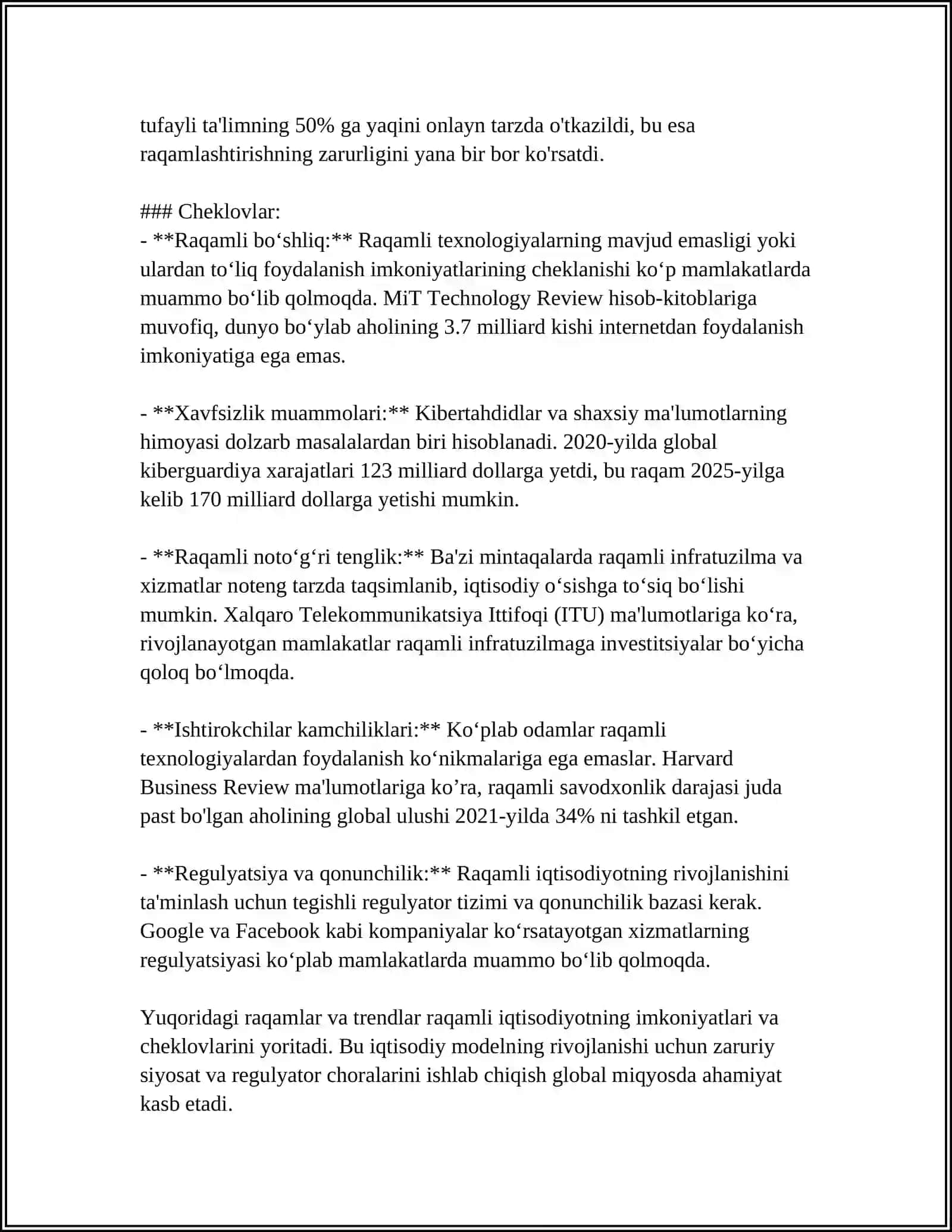 Raqamli Iqtisodiyot: Imkoniyatlar va Cheklovlar 4