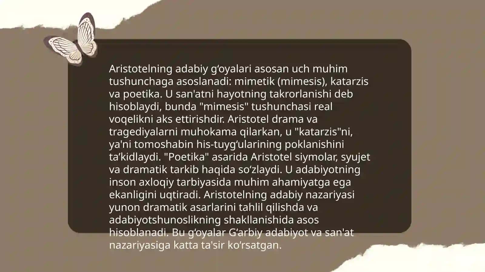 Platon, Aristotel, Forobiy, Inb Sinolarning adabiy-estetik qarashlari 4