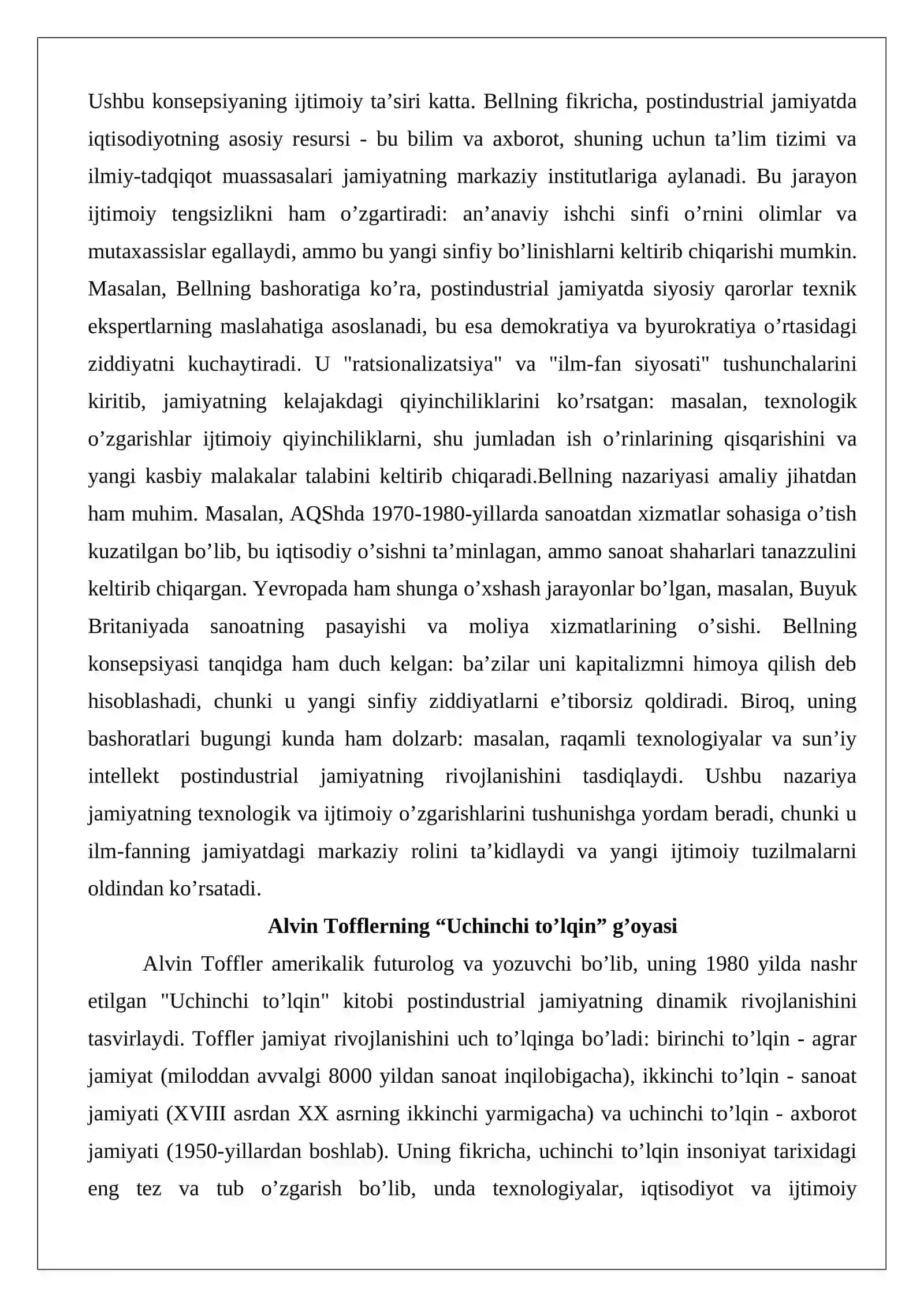 Postindustrial jamiyatda mehnatning o’zgarishi 4