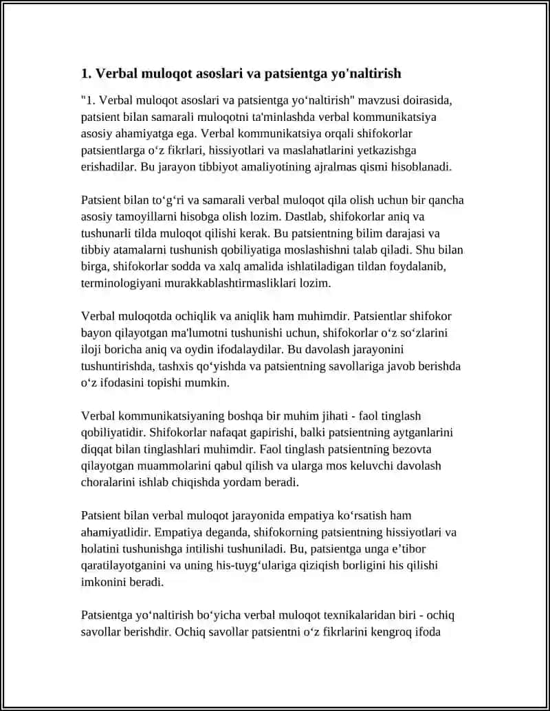 PATSIENT BILAN VERBAL VA NOVERBAL MULOQOT KO’NIKMALARI 4