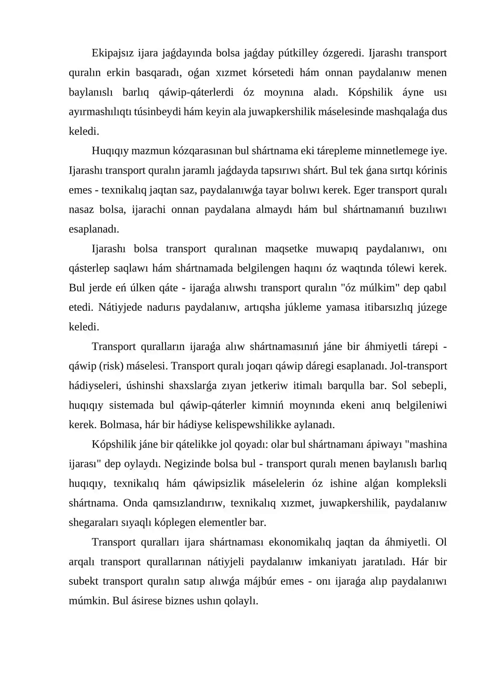 Transport quralları ijara shártnaması 4