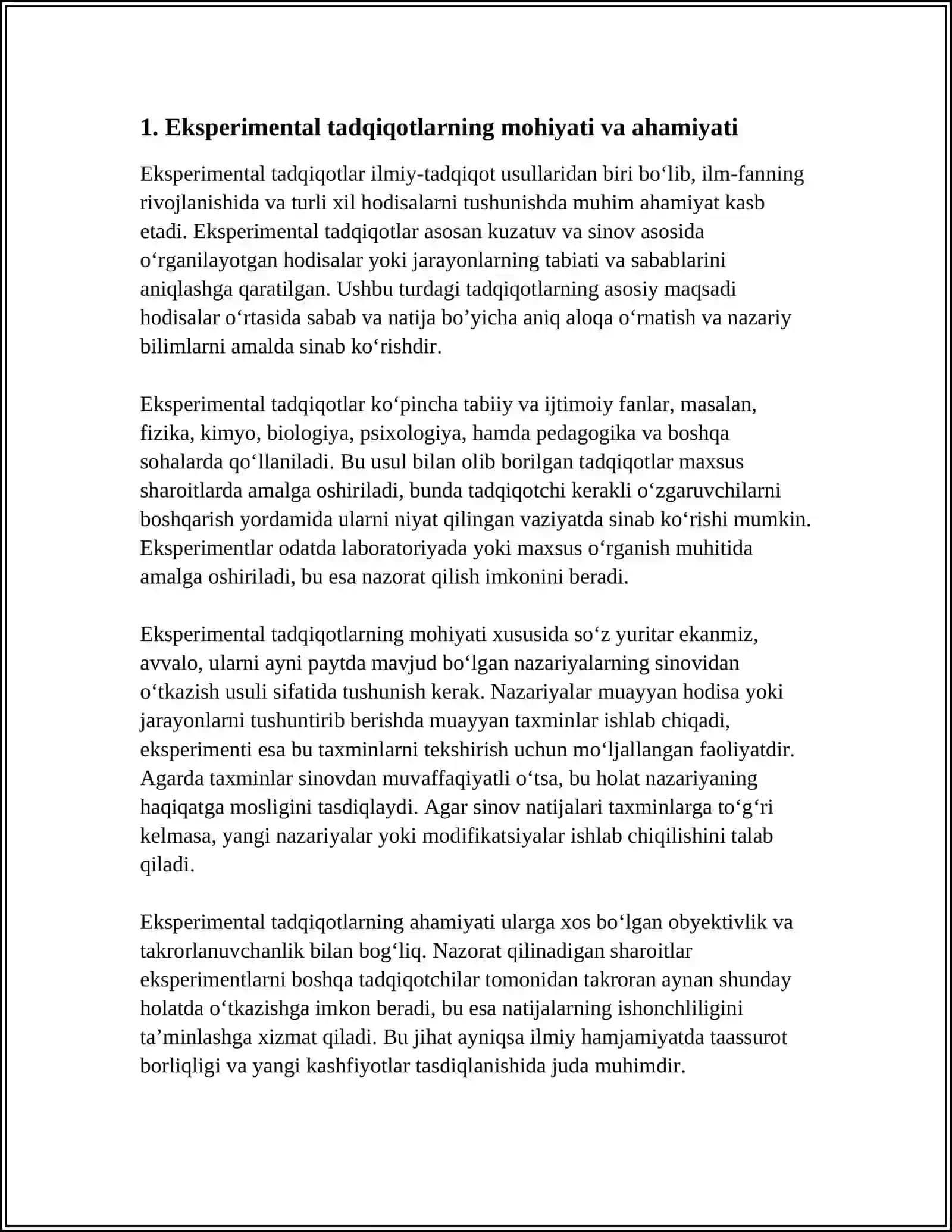 EKSPERIMENTLARNI ROTOTABEL REJALASHTIRISH ASOSIDA TEXNOLOGIK OBYEKTLARNI STATIK MODELINI ISHLAB CHIQISH 4