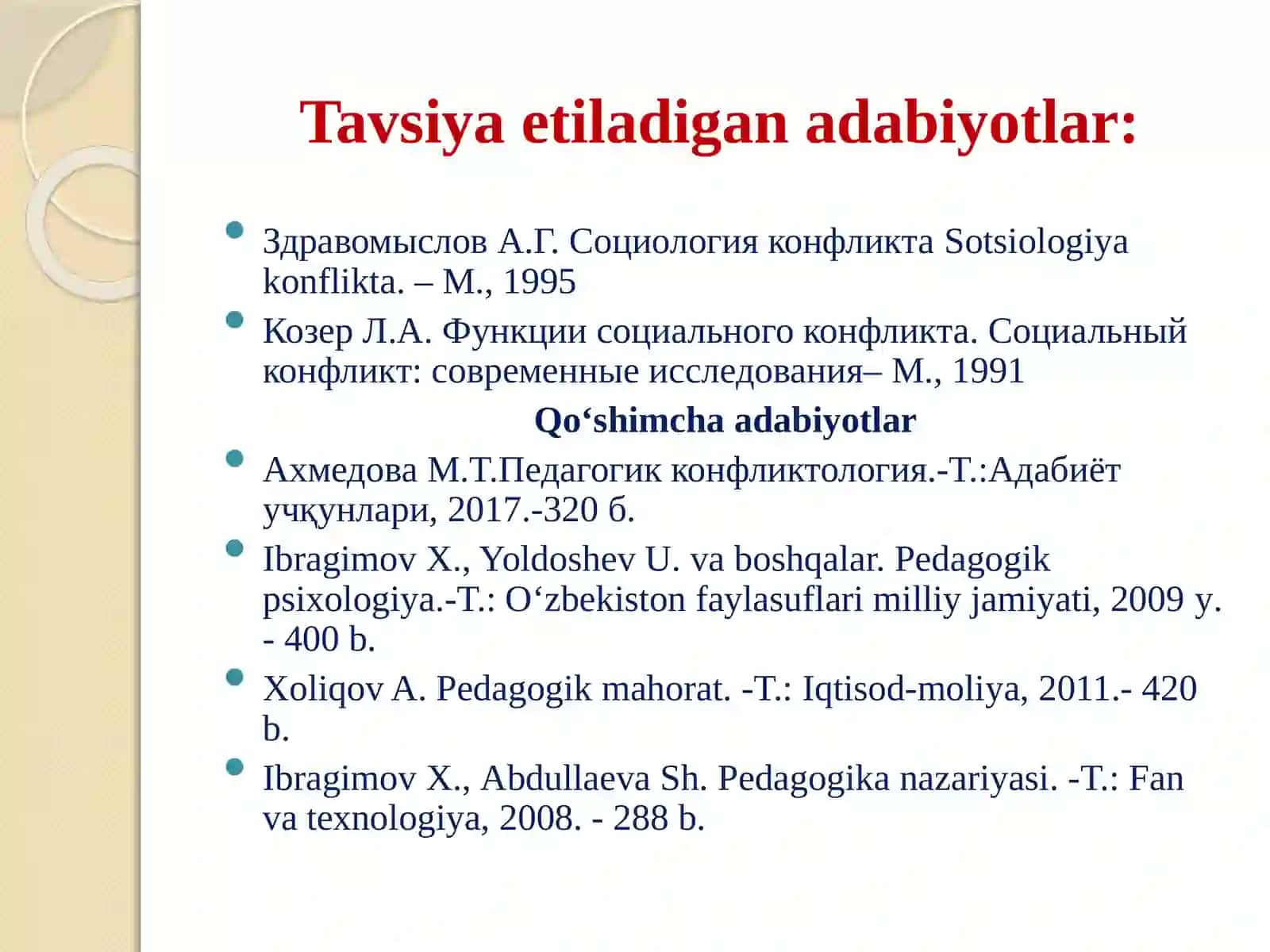 PEDAGOGIK KONFLIKTOLOGIYA FANIDAN TAQDIMOT 4