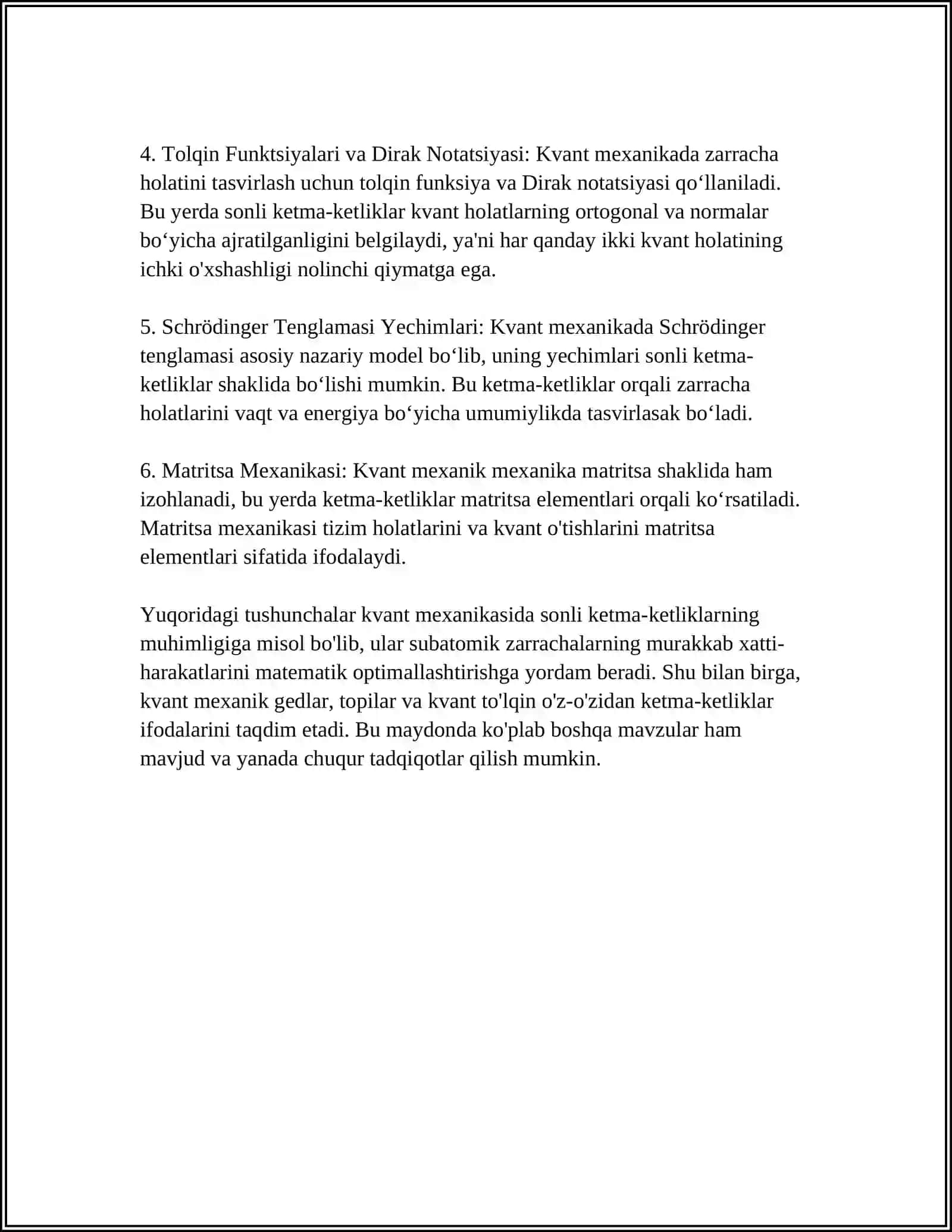 SONLI KETMA-KETLIKLARNI KVANT MEXANIKASIDAGI TATBIQLARI 4