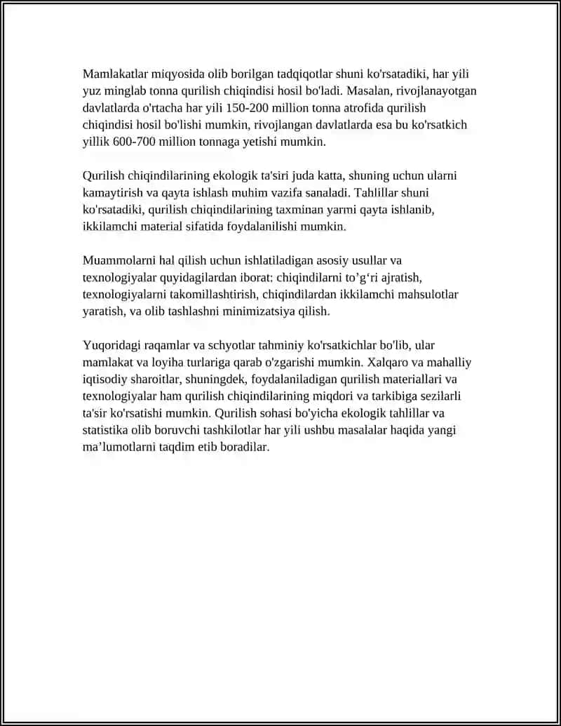 QURILISH CHIQINDILARINI UTILIZASIYA QILISH VA QAYTA ISHLASH 4